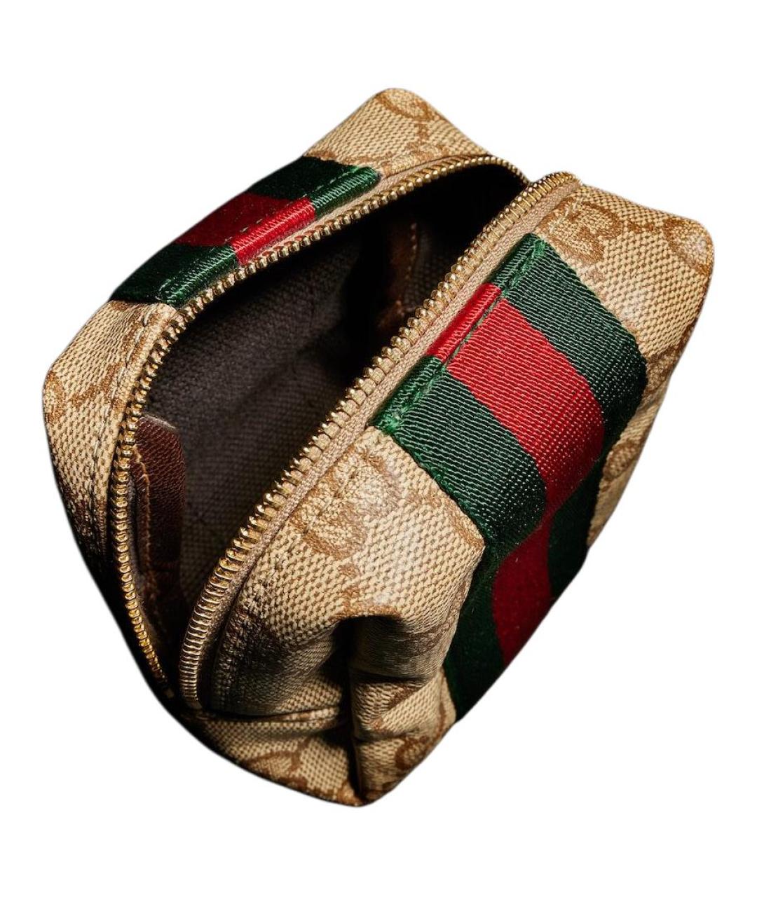GUCCI Бежевая косметичка из канвы, фото 4