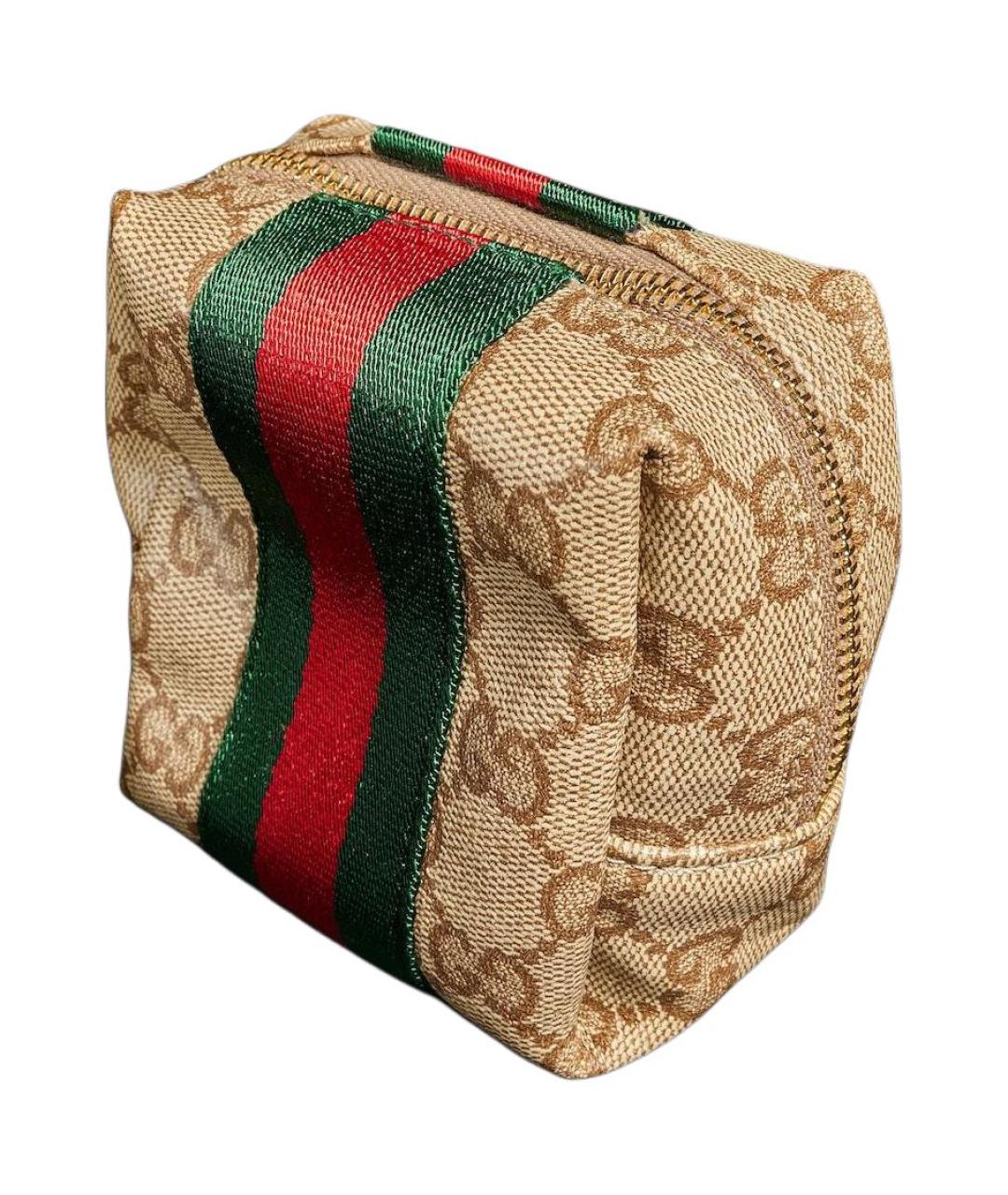 GUCCI Бежевая косметичка из канвы, фото 2