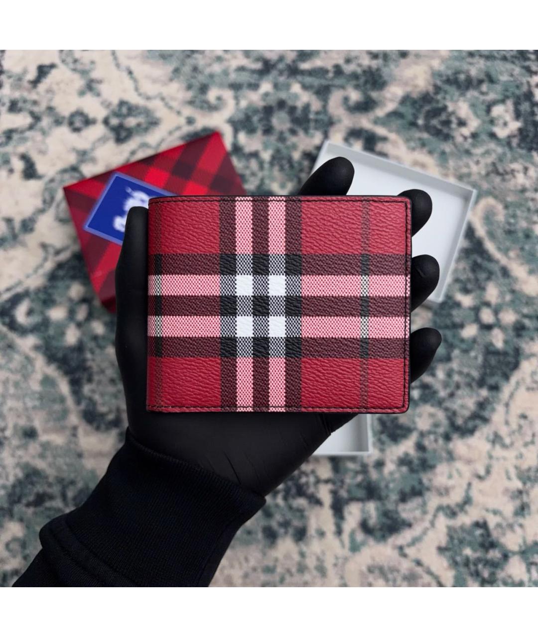BURBERRY Красный кожаный кошелек, фото 2