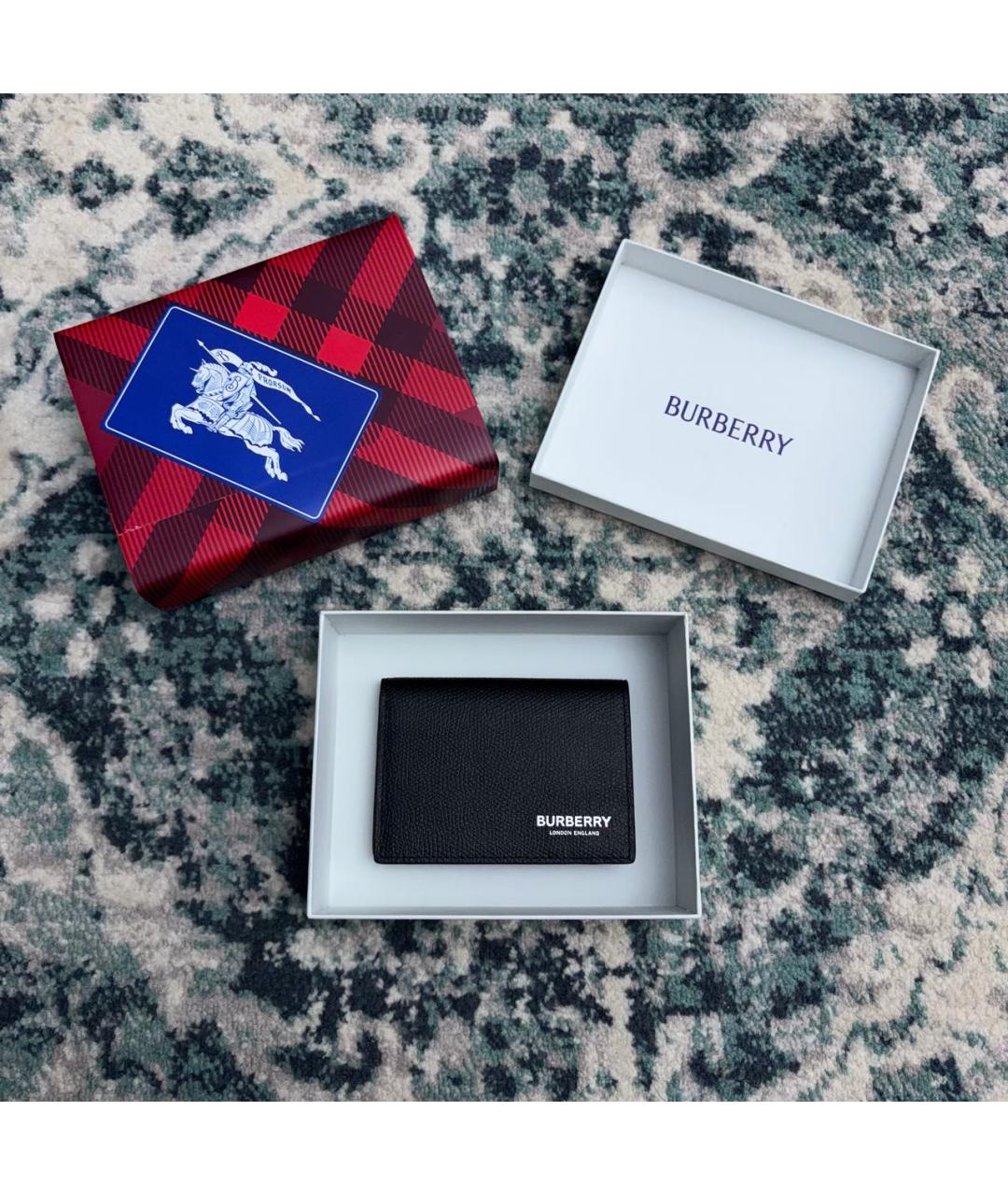 BURBERRY Черный кожаный кардхолдер, фото 8