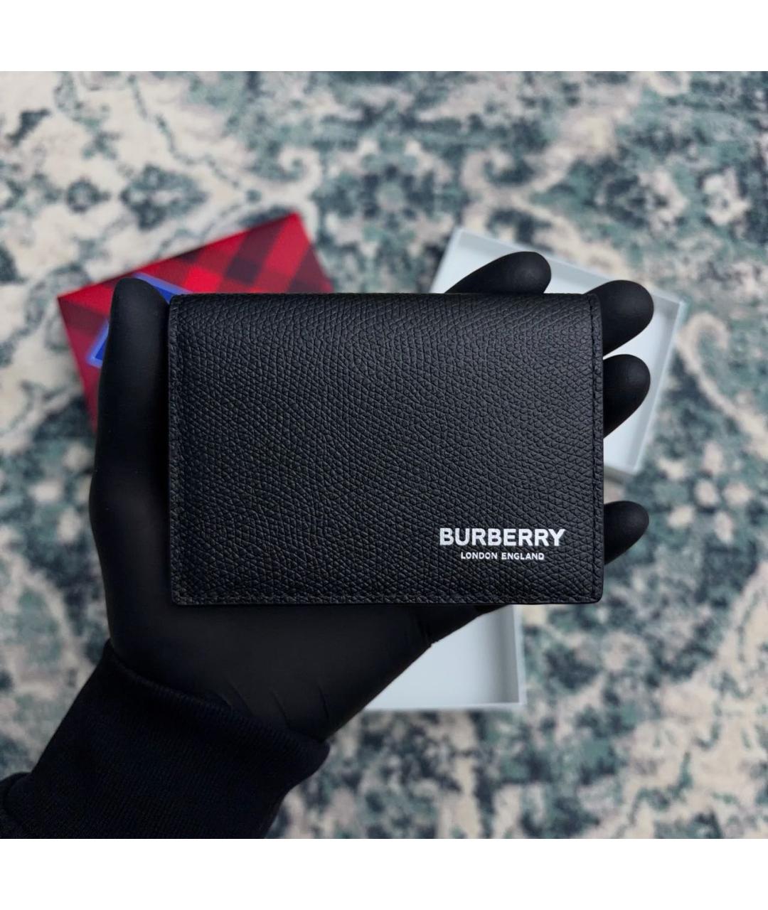BURBERRY Черный кожаный кардхолдер, фото 2