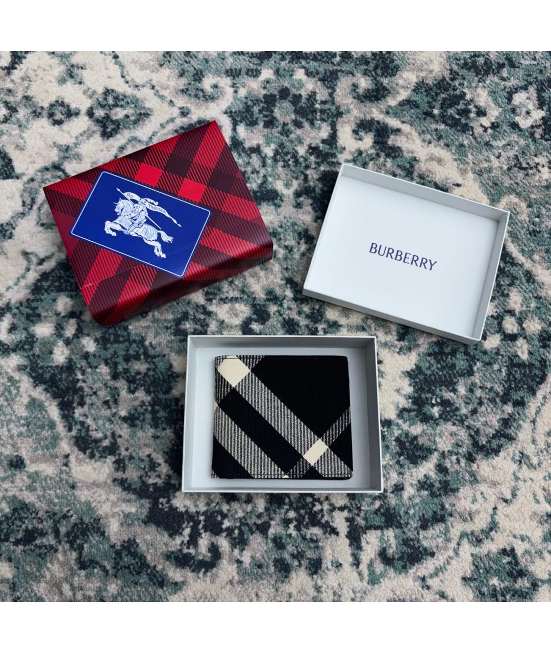 BURBERRY Черный кожаный кошелек, фото 2