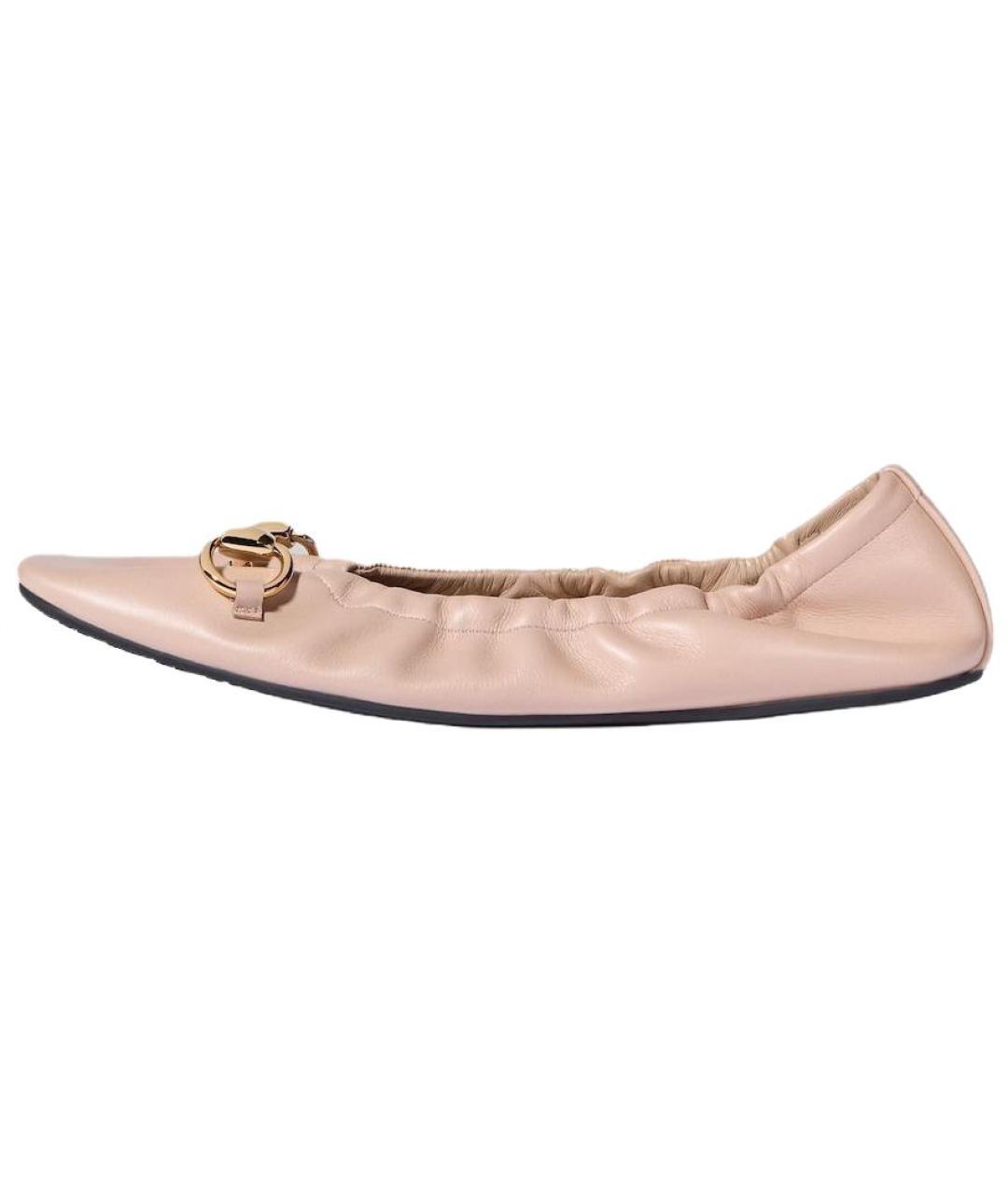 GUCCI Розовые кожаные балетки, фото 2