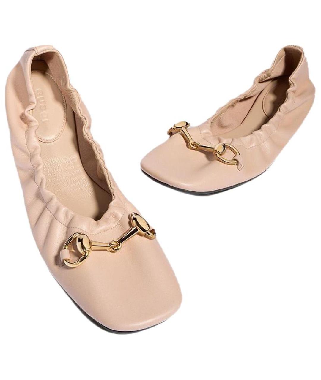 GUCCI Розовые кожаные балетки, фото 4