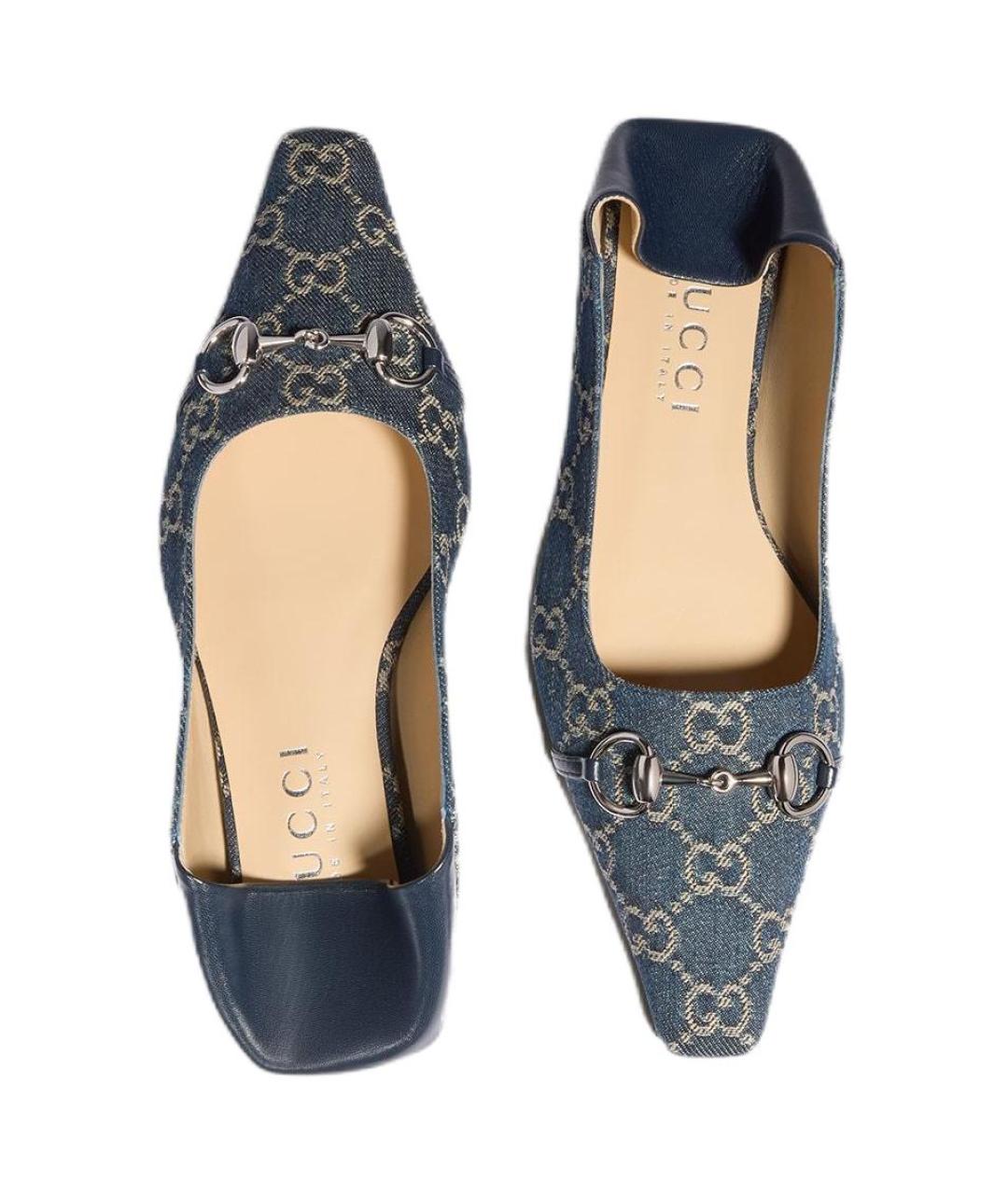 GUCCI Синие текстильные балетки, фото 3