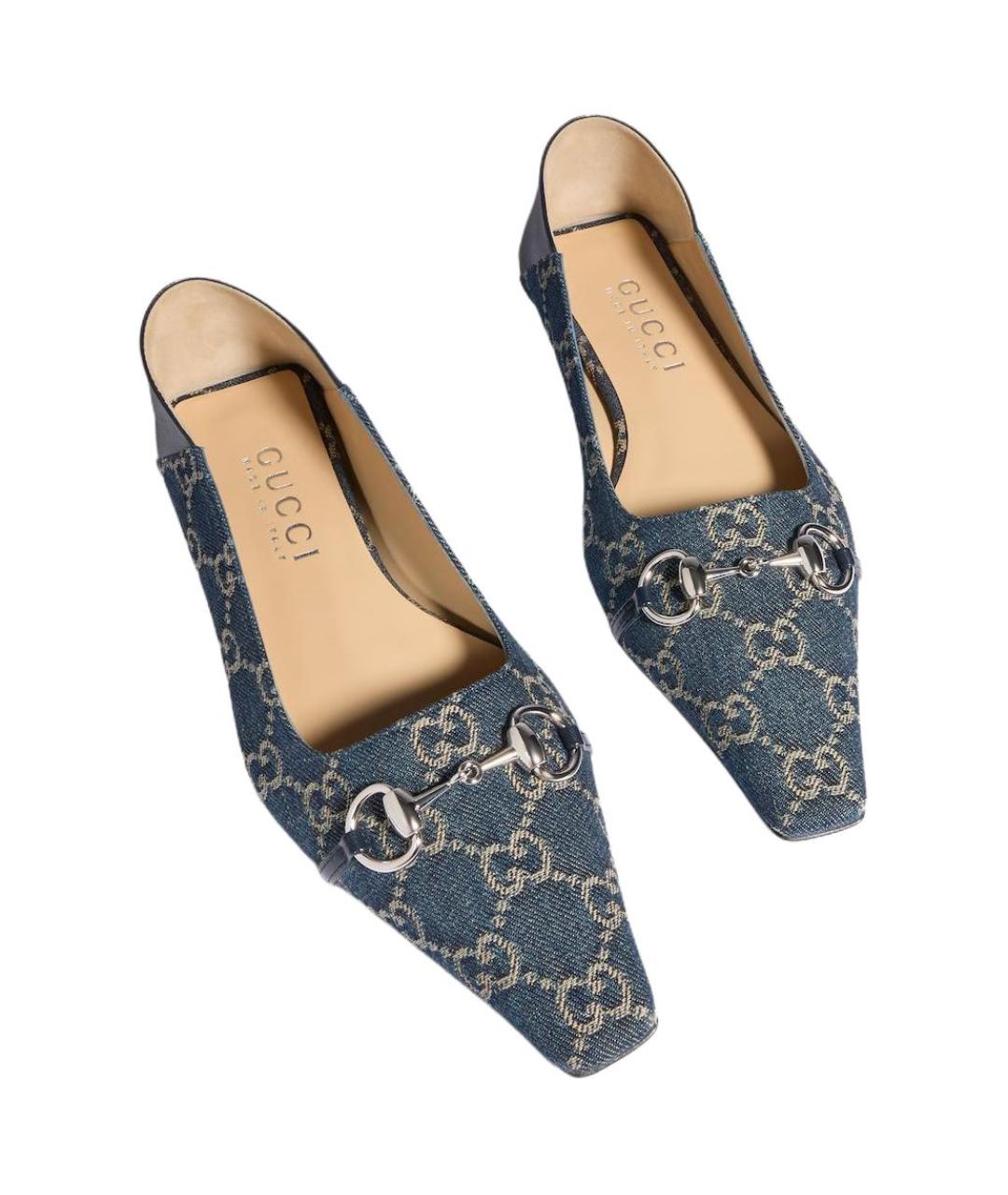 GUCCI Синие текстильные балетки, фото 4