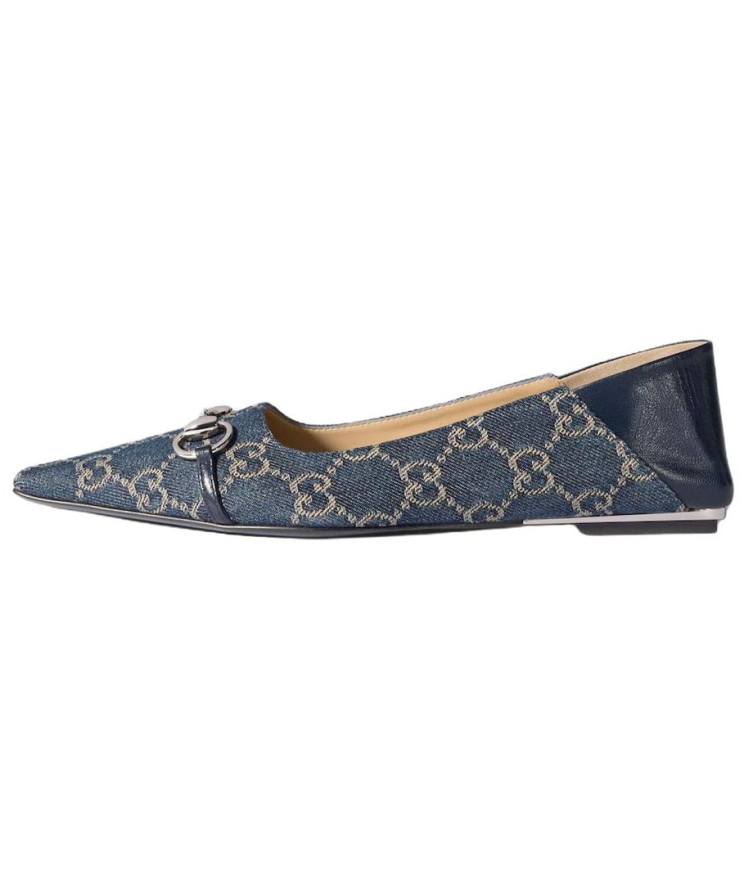 GUCCI Синие текстильные балетки, фото 2