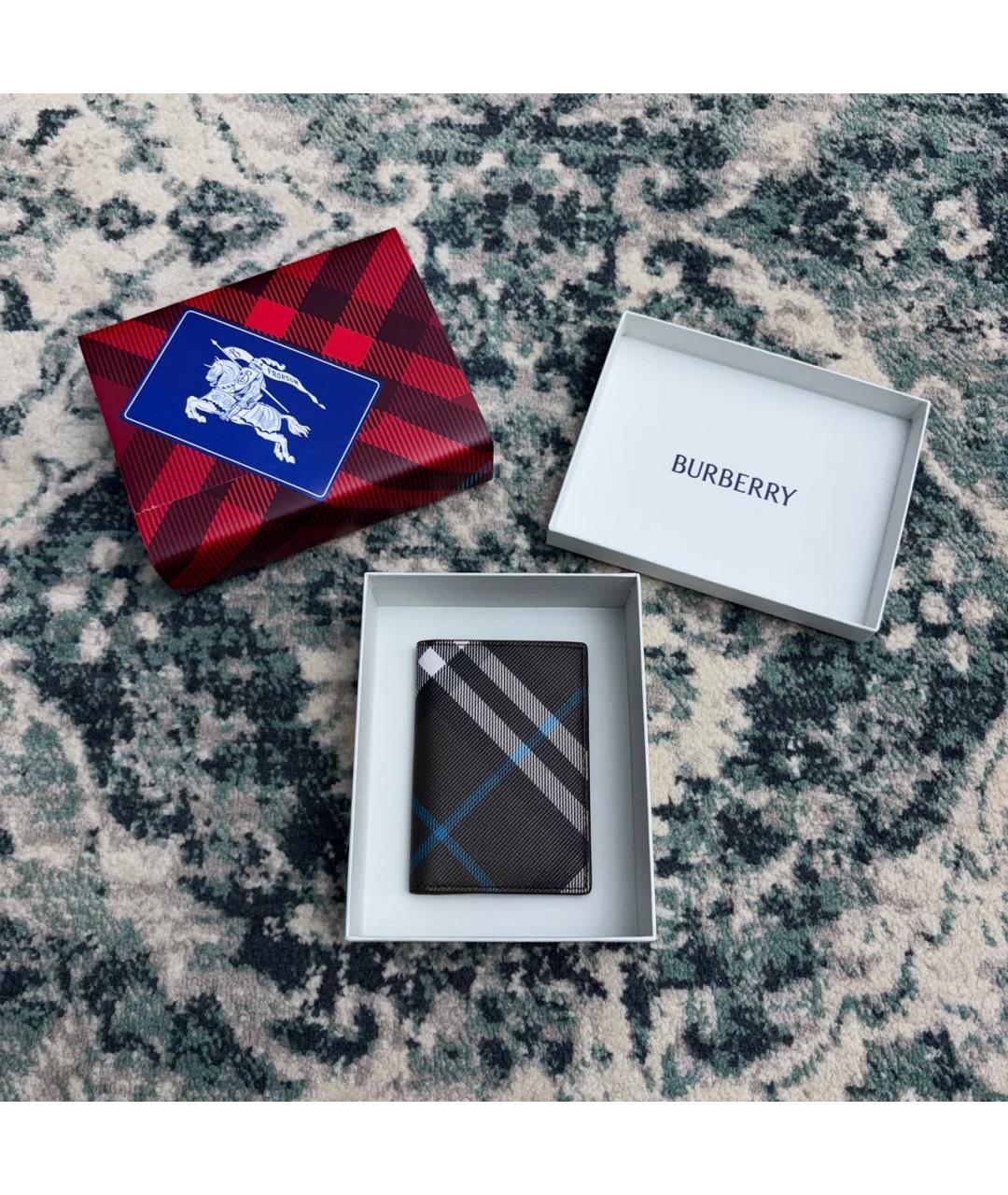 BURBERRY Серый кожаный кардхолдер, фото 2