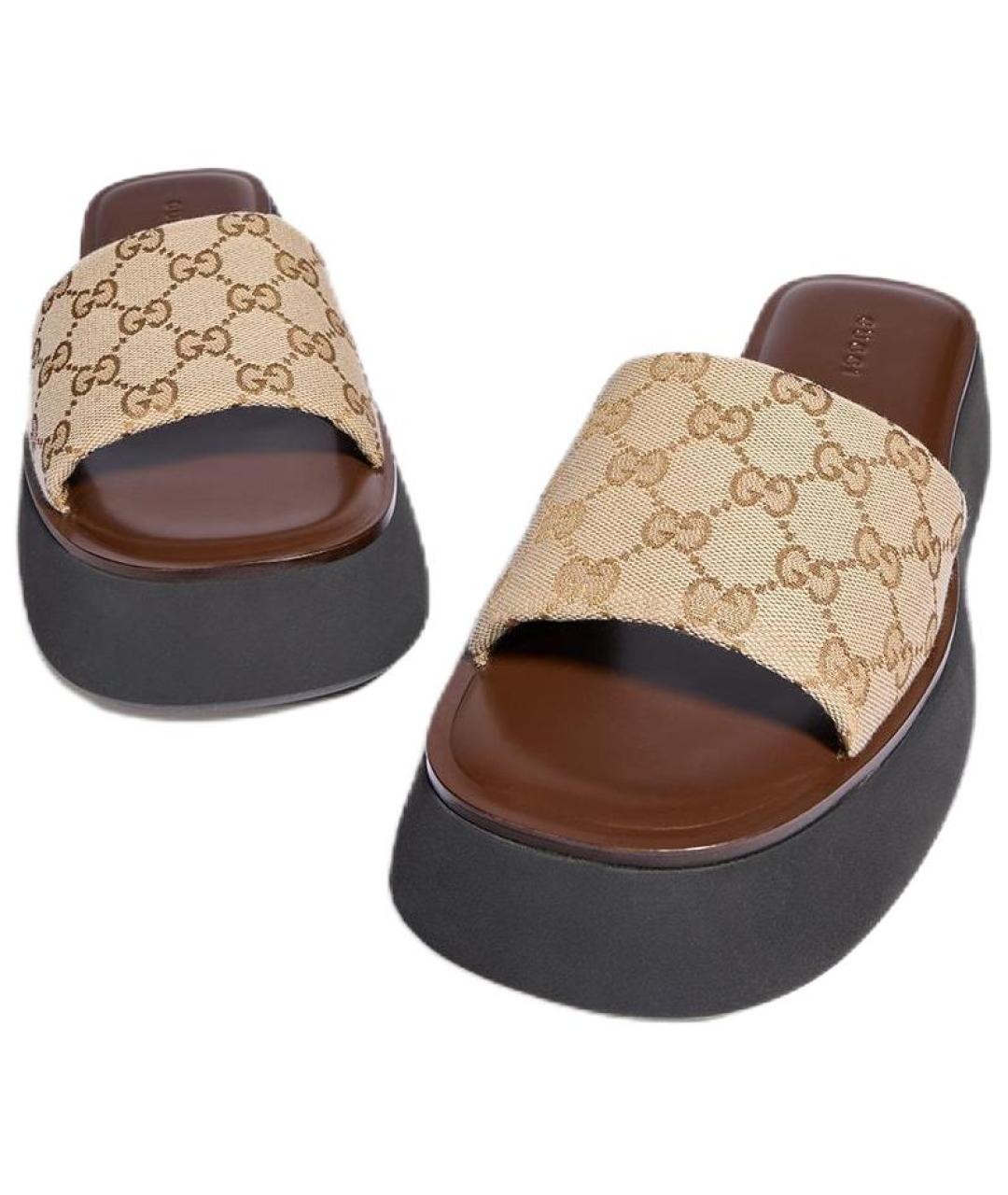 GUCCI Бежевые шлепанцы, фото 5