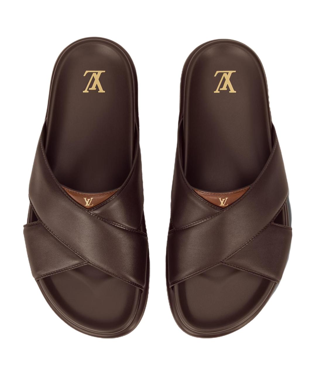 LOUIS VUITTON Коричневые шлепанцы, фото 4