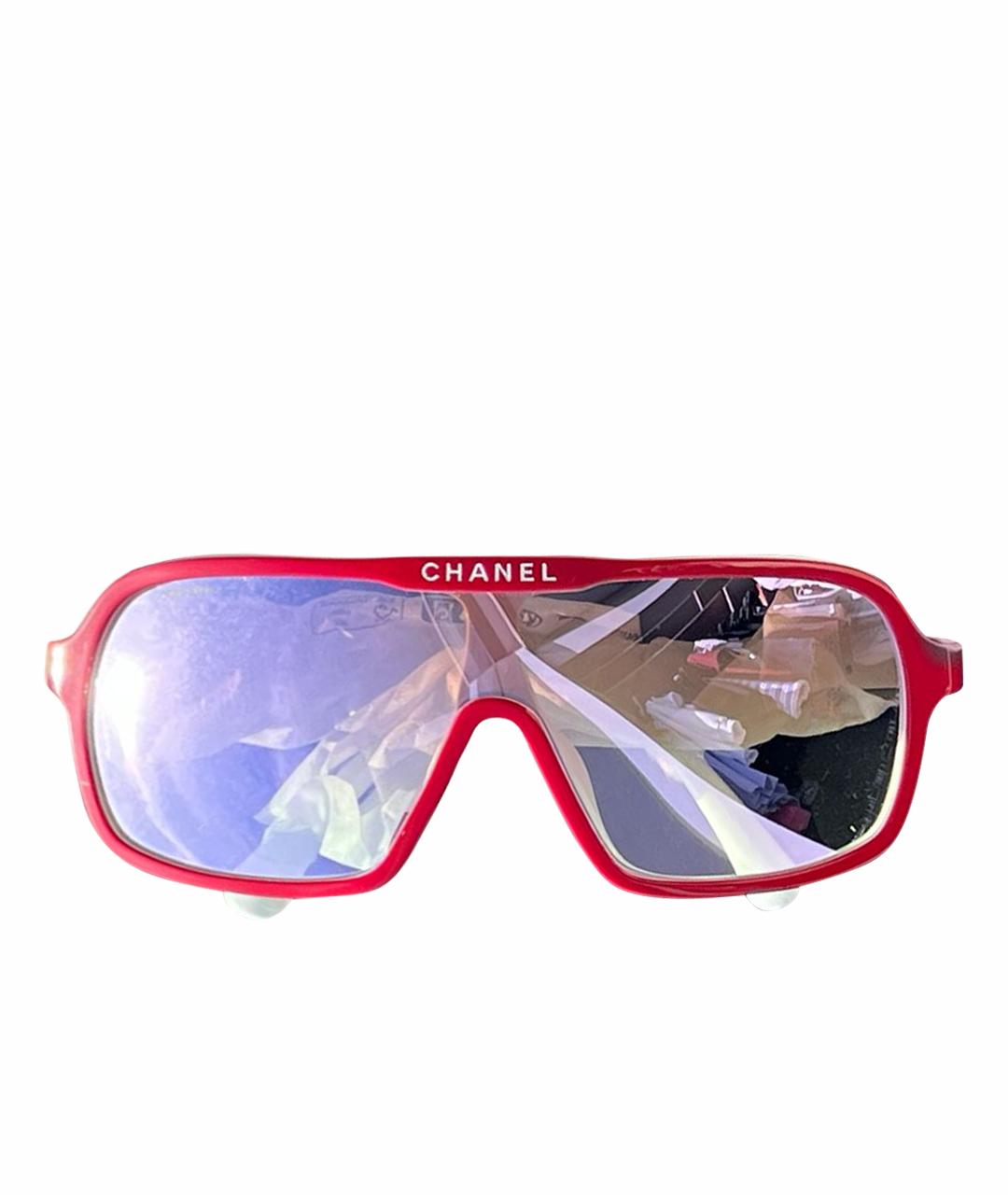 CHANEL Красные пластиковые солнцезащитные очки, фото 1