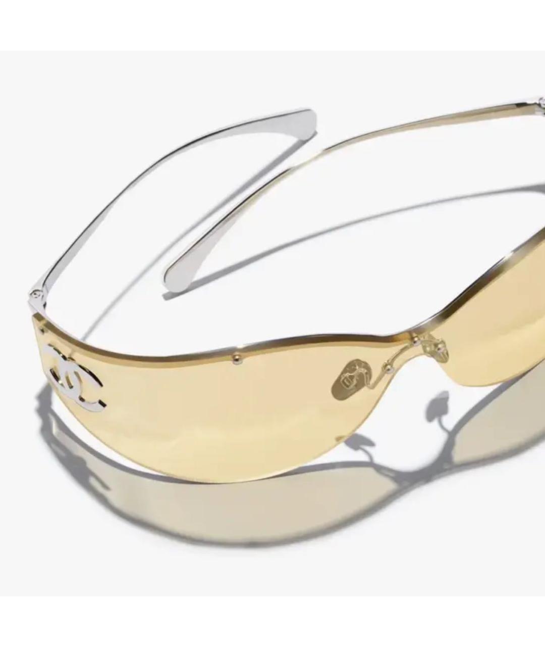 CHANEL Золотые металлические солнцезащитные очки, фото 4