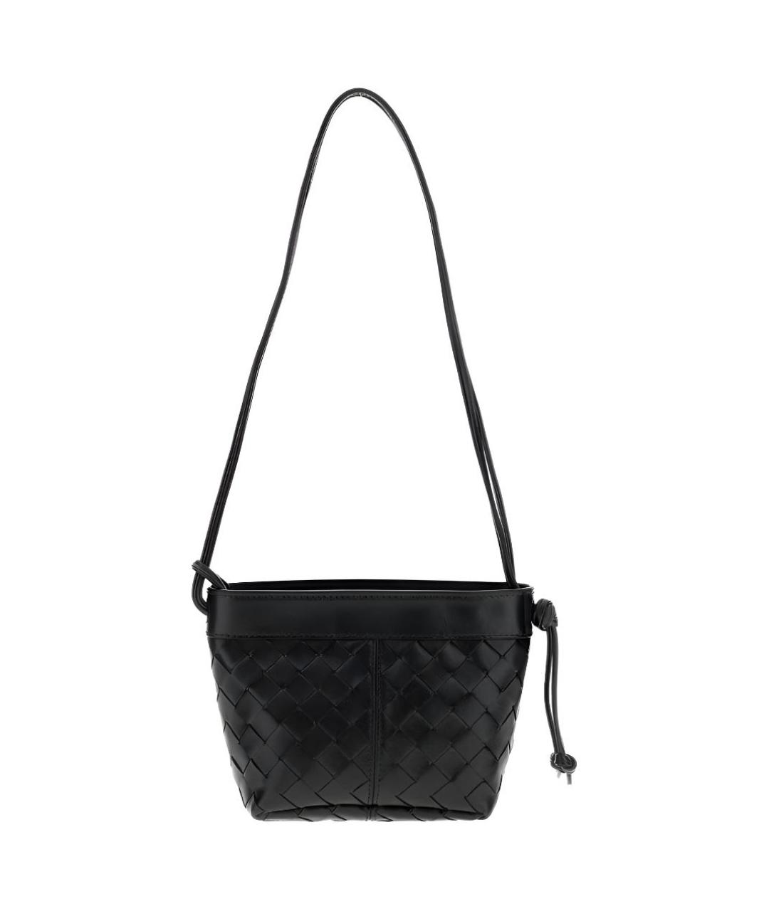BOTTEGA VENETA Черная кожаная сумка через плечо, фото 4