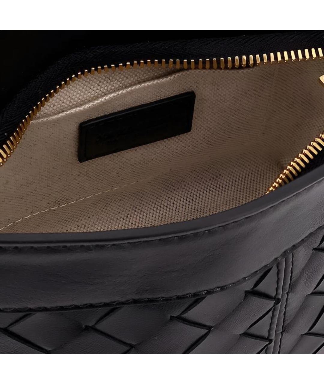BOTTEGA VENETA Черная кожаная сумка через плечо, фото 2