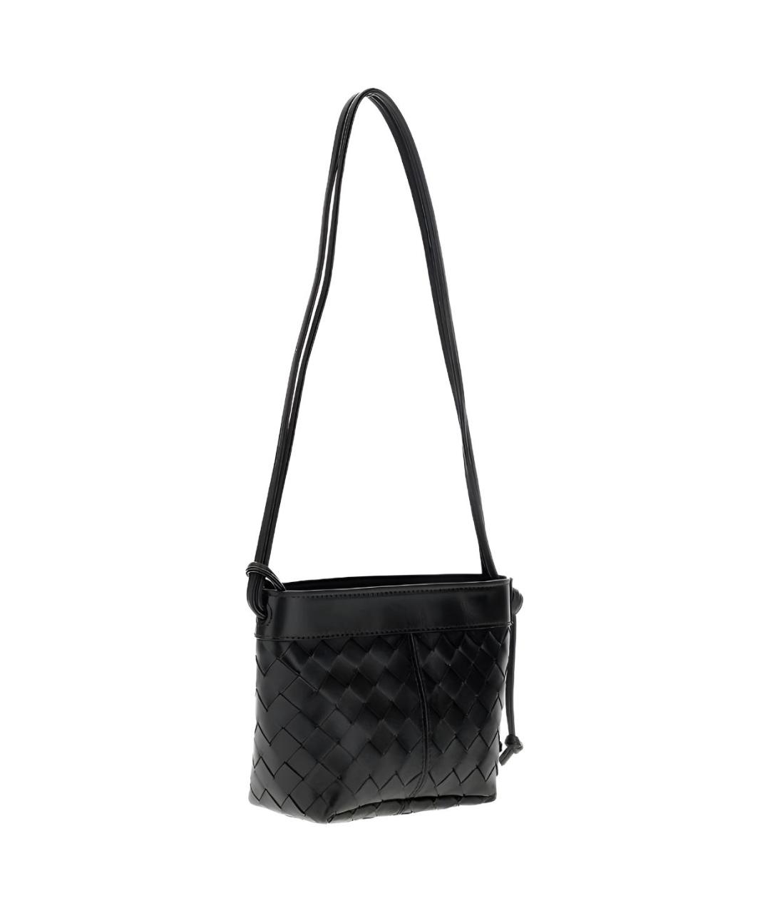 BOTTEGA VENETA Черная кожаная сумка через плечо, фото 5
