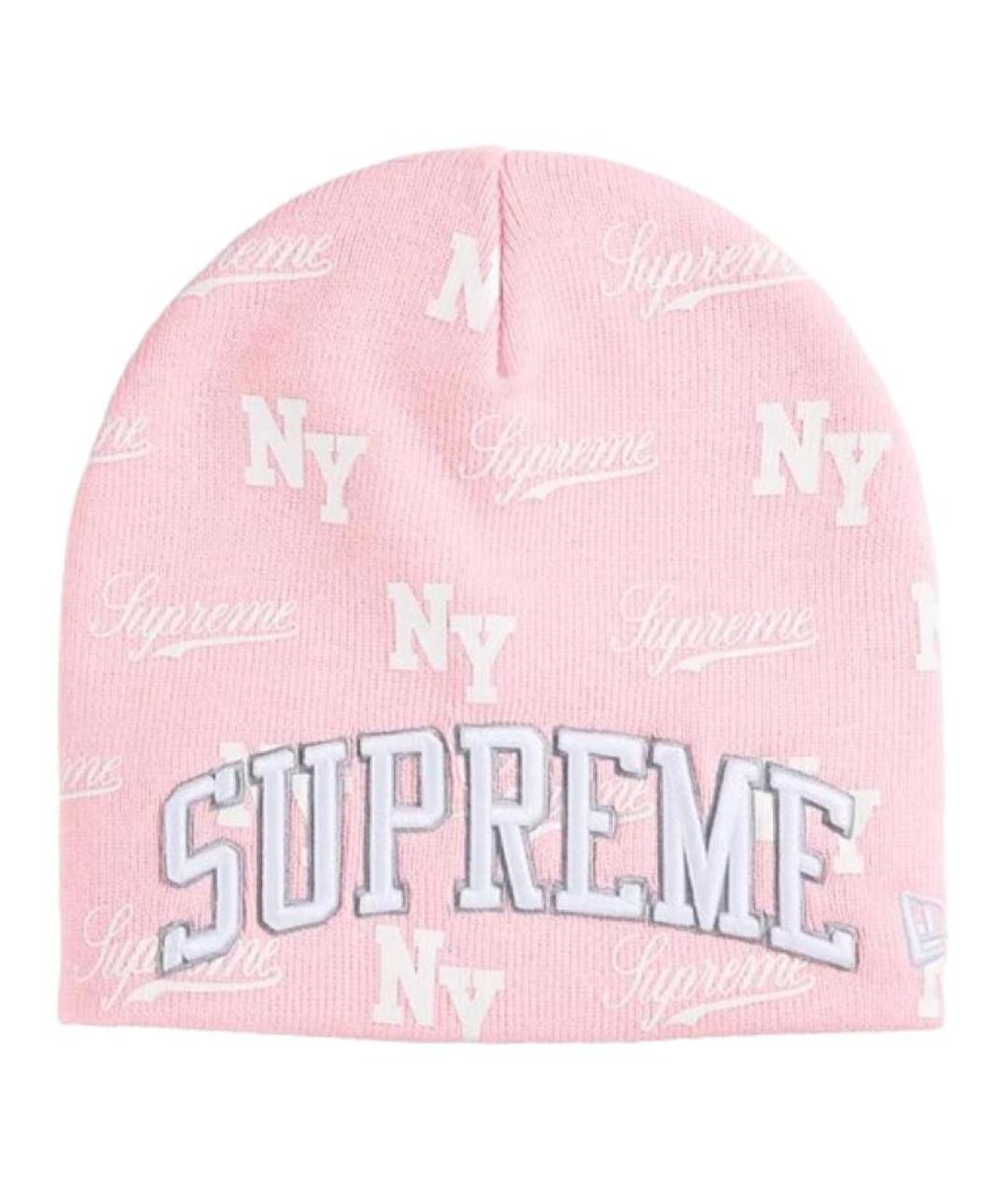 SUPREME Розовая шапка, фото 1