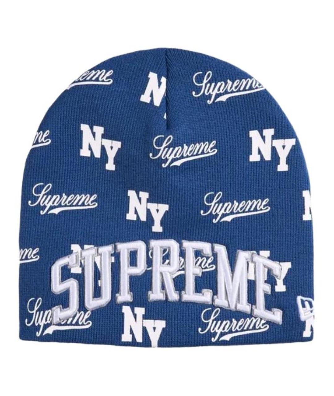 SUPREME Синяя шапка, фото 1