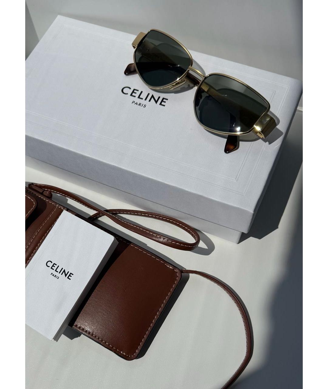 CELINE Зеленые металлические солнцезащитные очки, фото 4