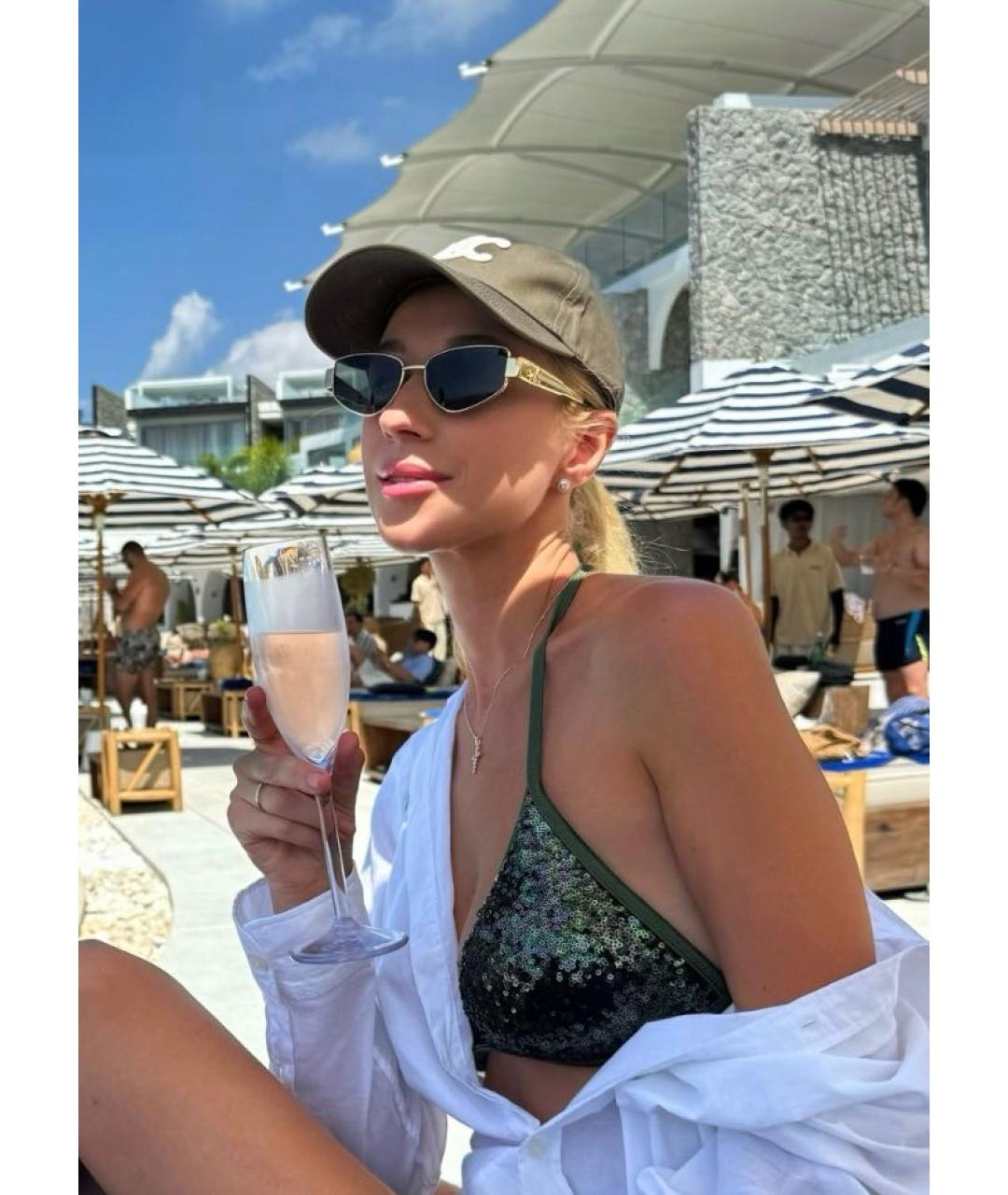 CELINE Зеленые металлические солнцезащитные очки, фото 7
