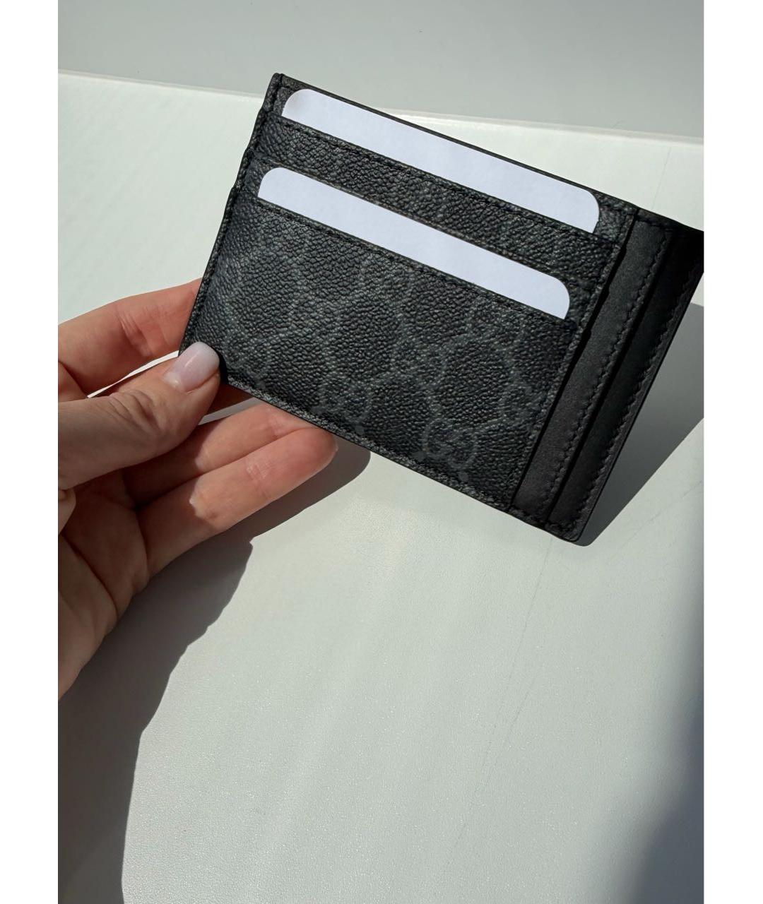 GUCCI Антрацитовый кожаный кардхолдер, фото 3