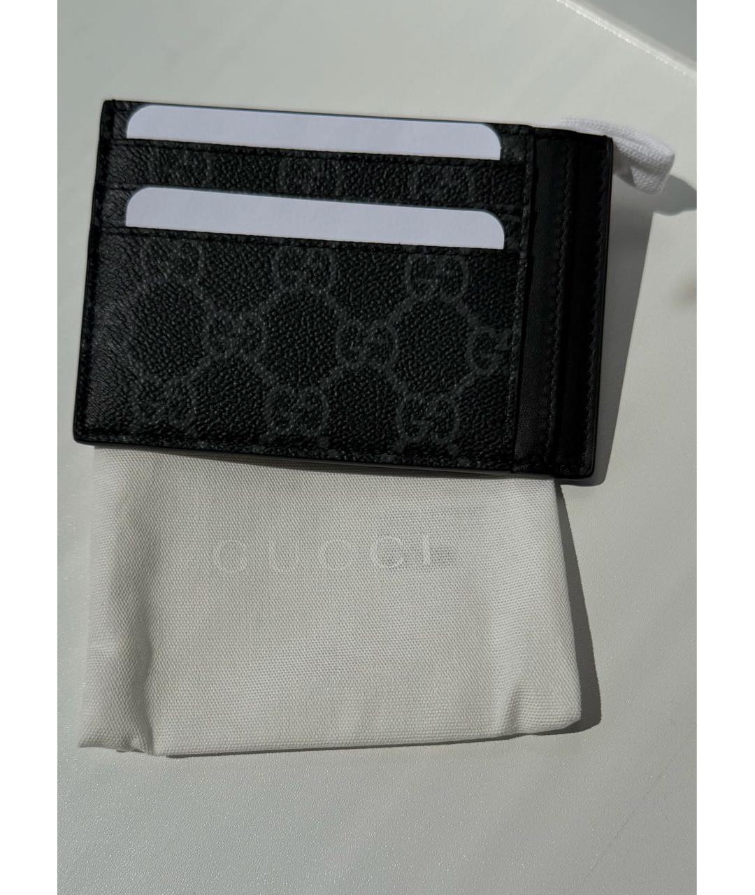 GUCCI Антрацитовый кожаный кардхолдер, фото 4