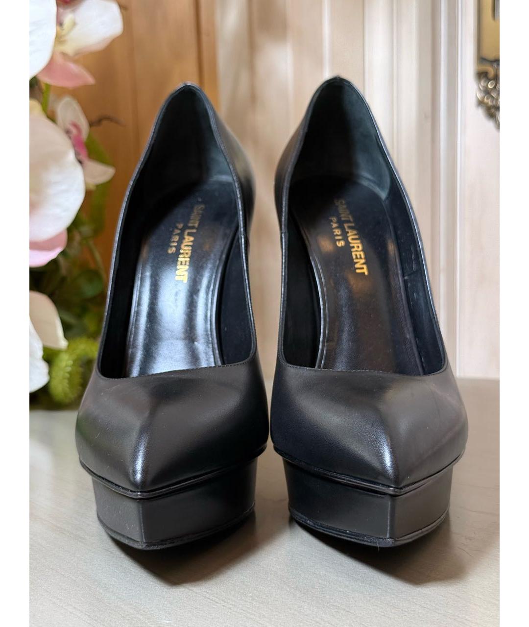 SAINT LAURENT Черные кожаные туфли, фото 2