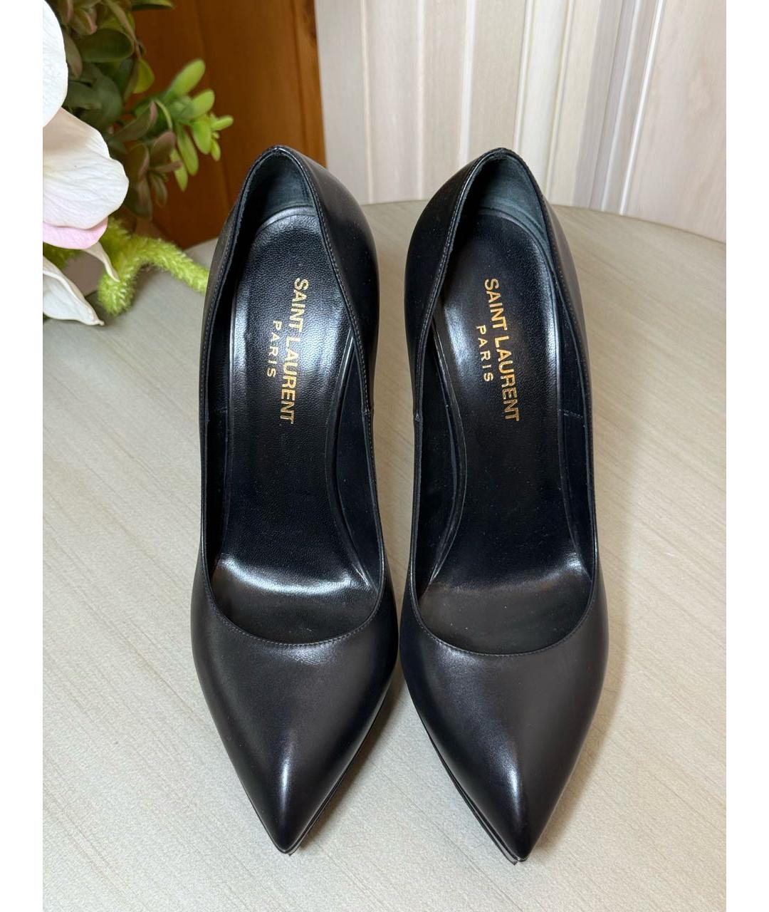 SAINT LAURENT Черные кожаные туфли, фото 3