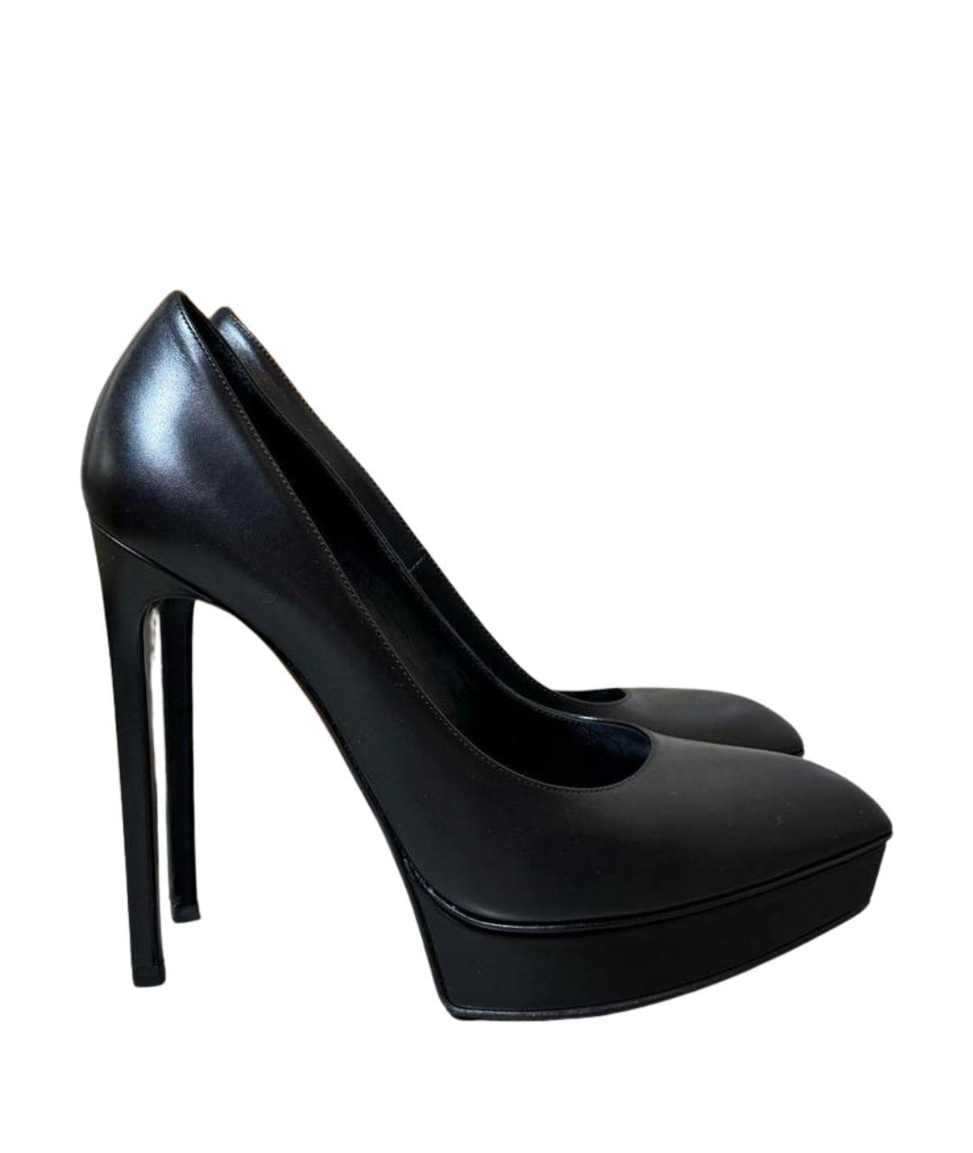 SAINT LAURENT Черные кожаные туфли, фото 1