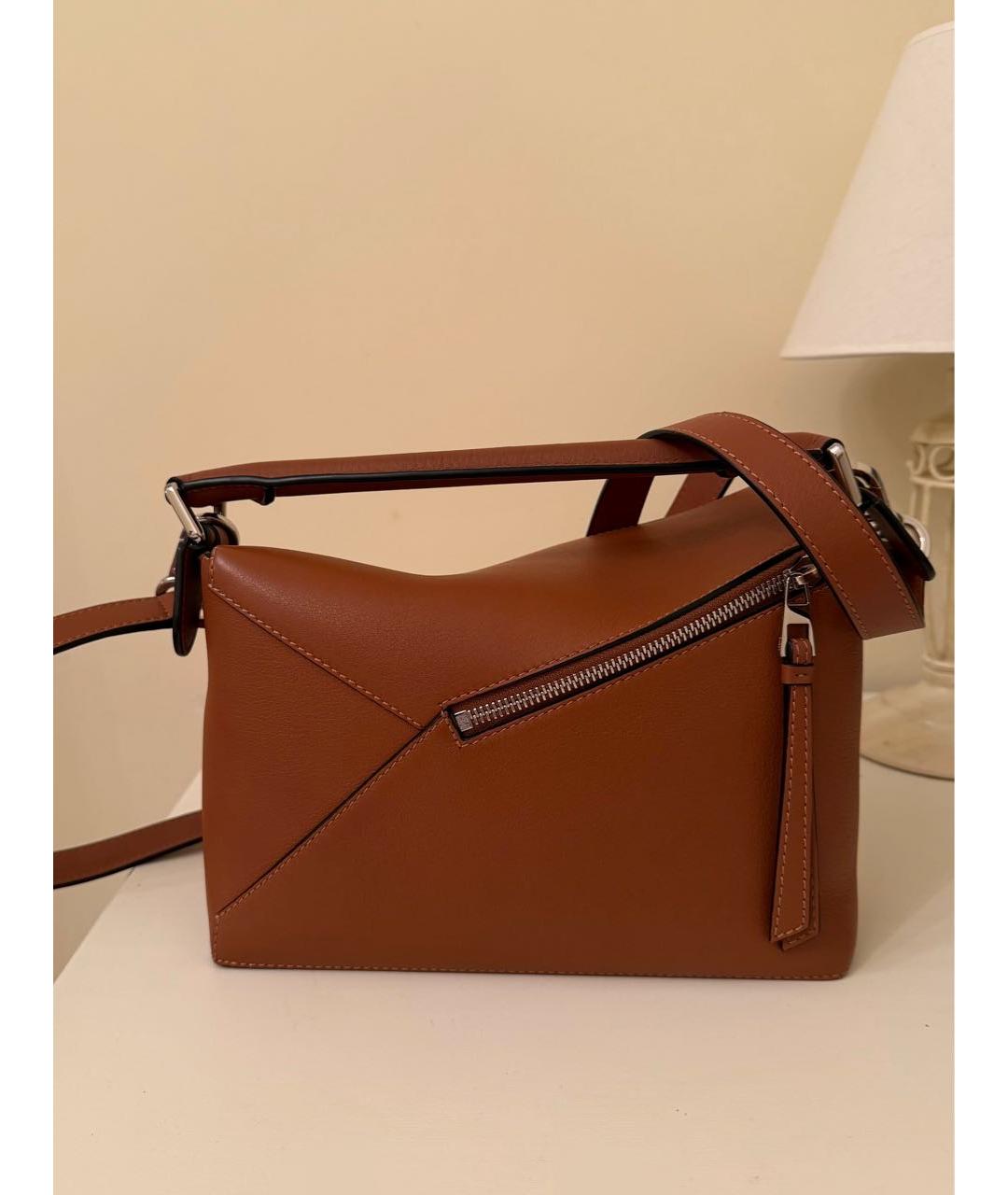 LOEWE Коричневая кожаная сумка с короткими ручками, фото 4
