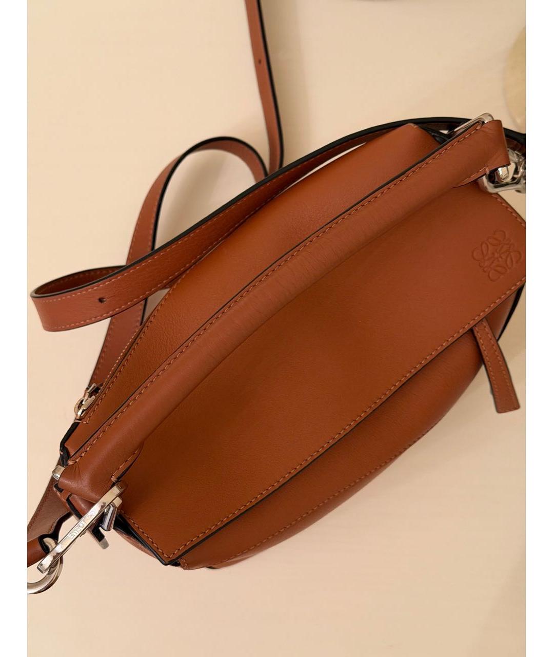 LOEWE Коричневая кожаная сумка с короткими ручками, фото 5
