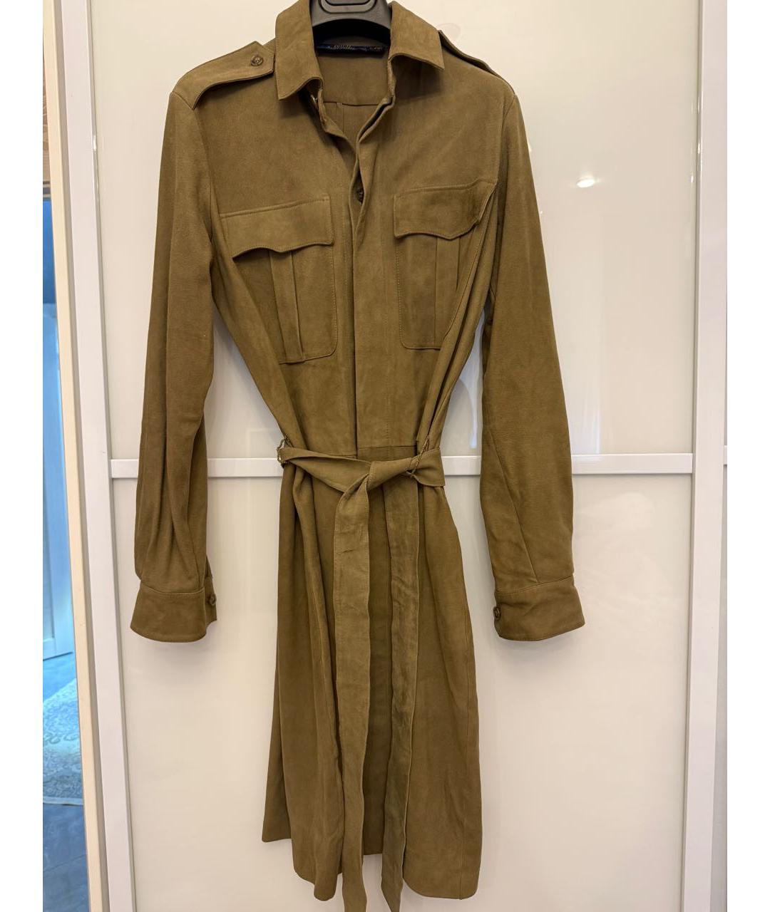 POLO RALPH LAUREN Хаки замшевое повседневное платье, фото 9