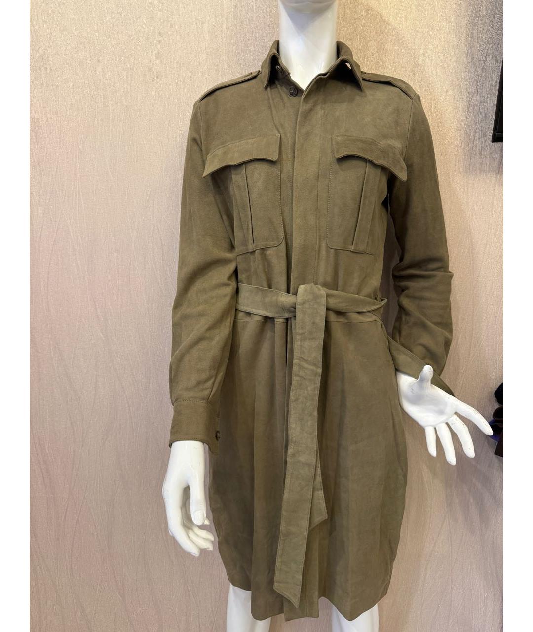 POLO RALPH LAUREN Хаки замшевое повседневное платье, фото 4