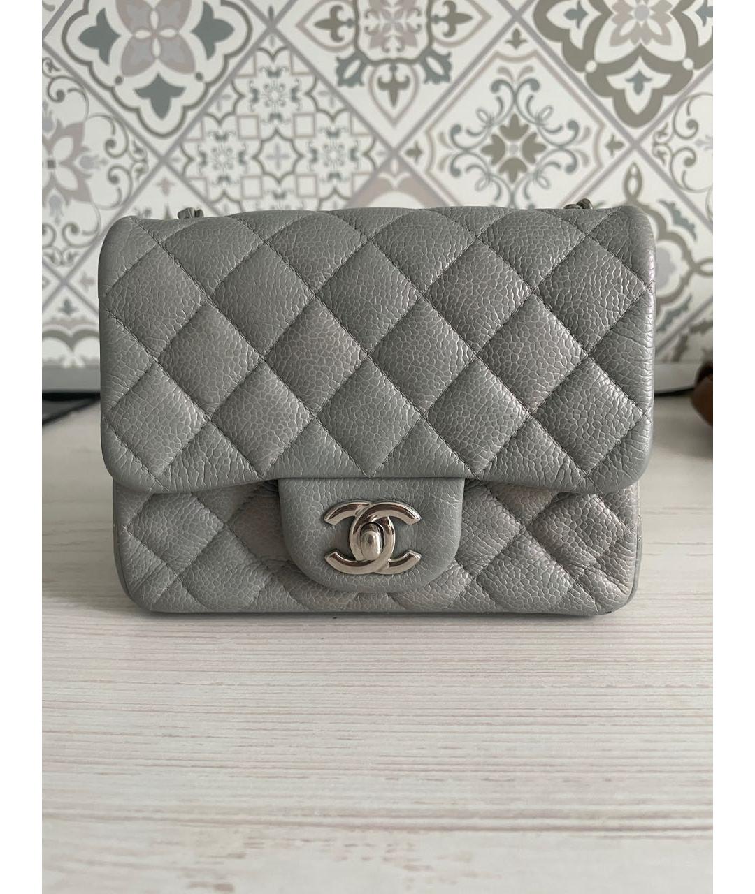 CHANEL Серая кожаная сумка через плечо, фото 3
