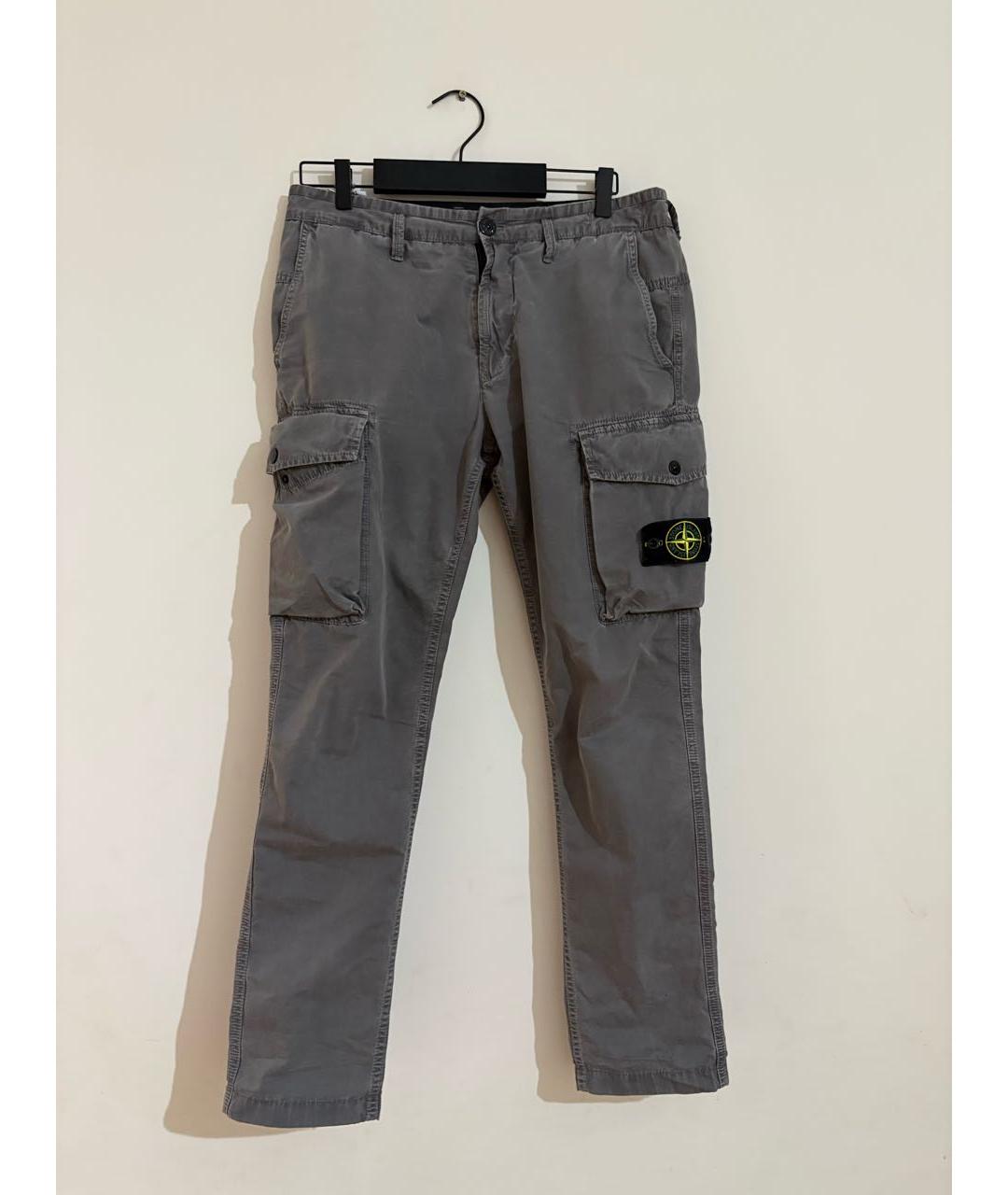 STONE ISLAND Серые льняные повседневные брюки, фото 8
