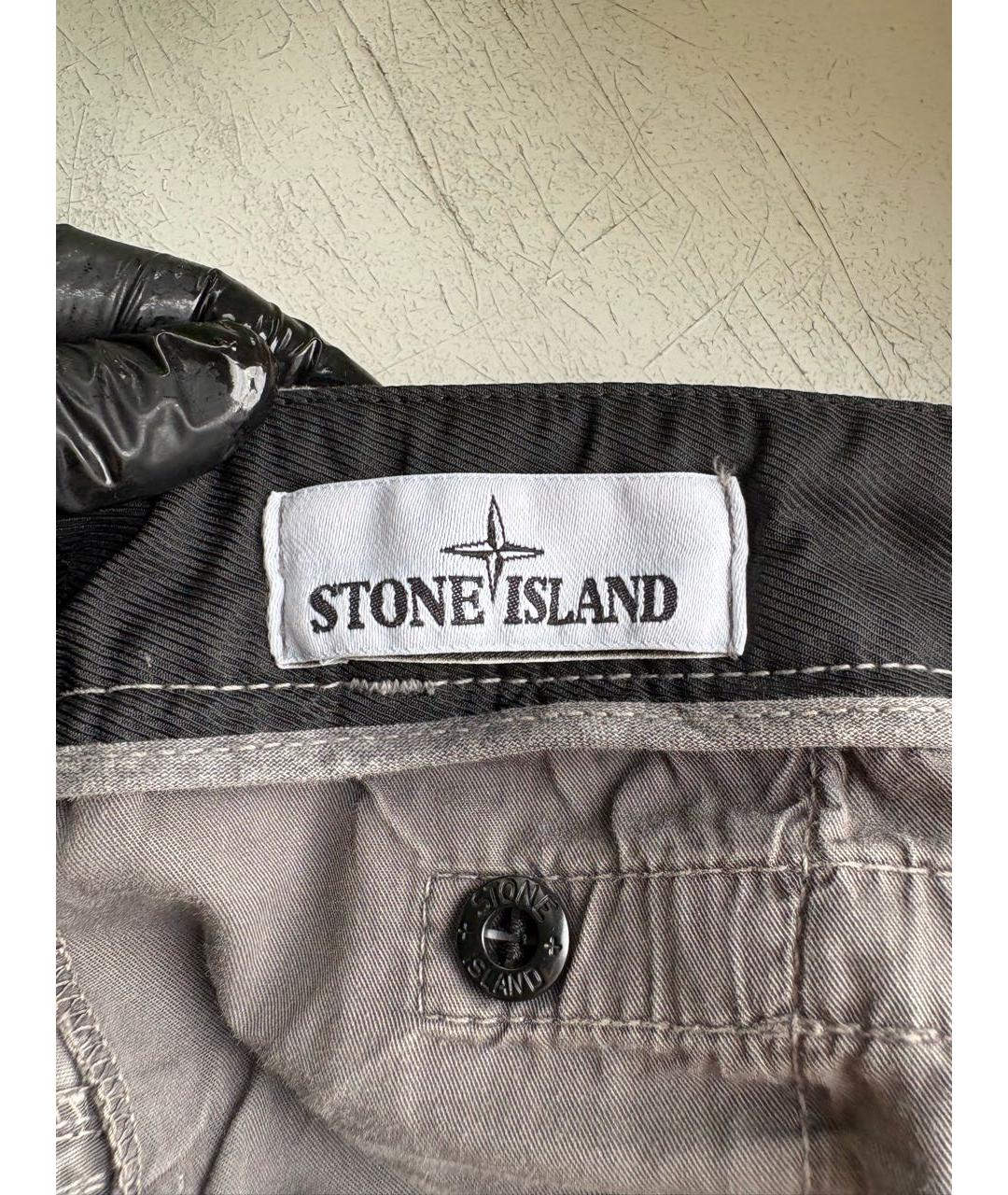 STONE ISLAND Серые льняные повседневные брюки, фото 5