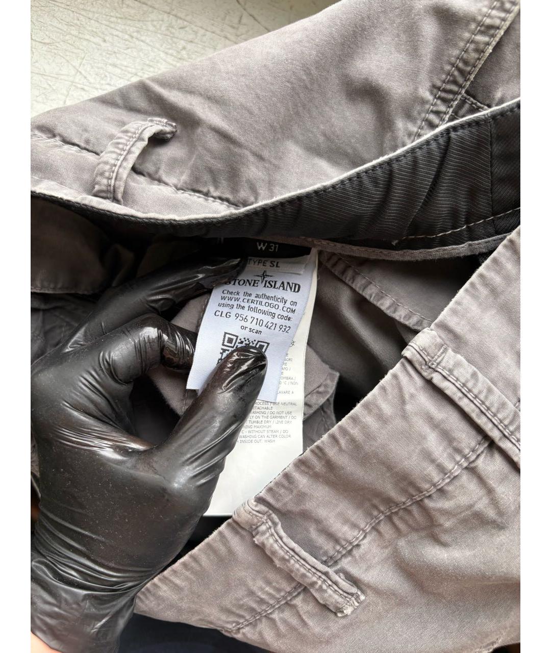 STONE ISLAND Серые льняные повседневные брюки, фото 6