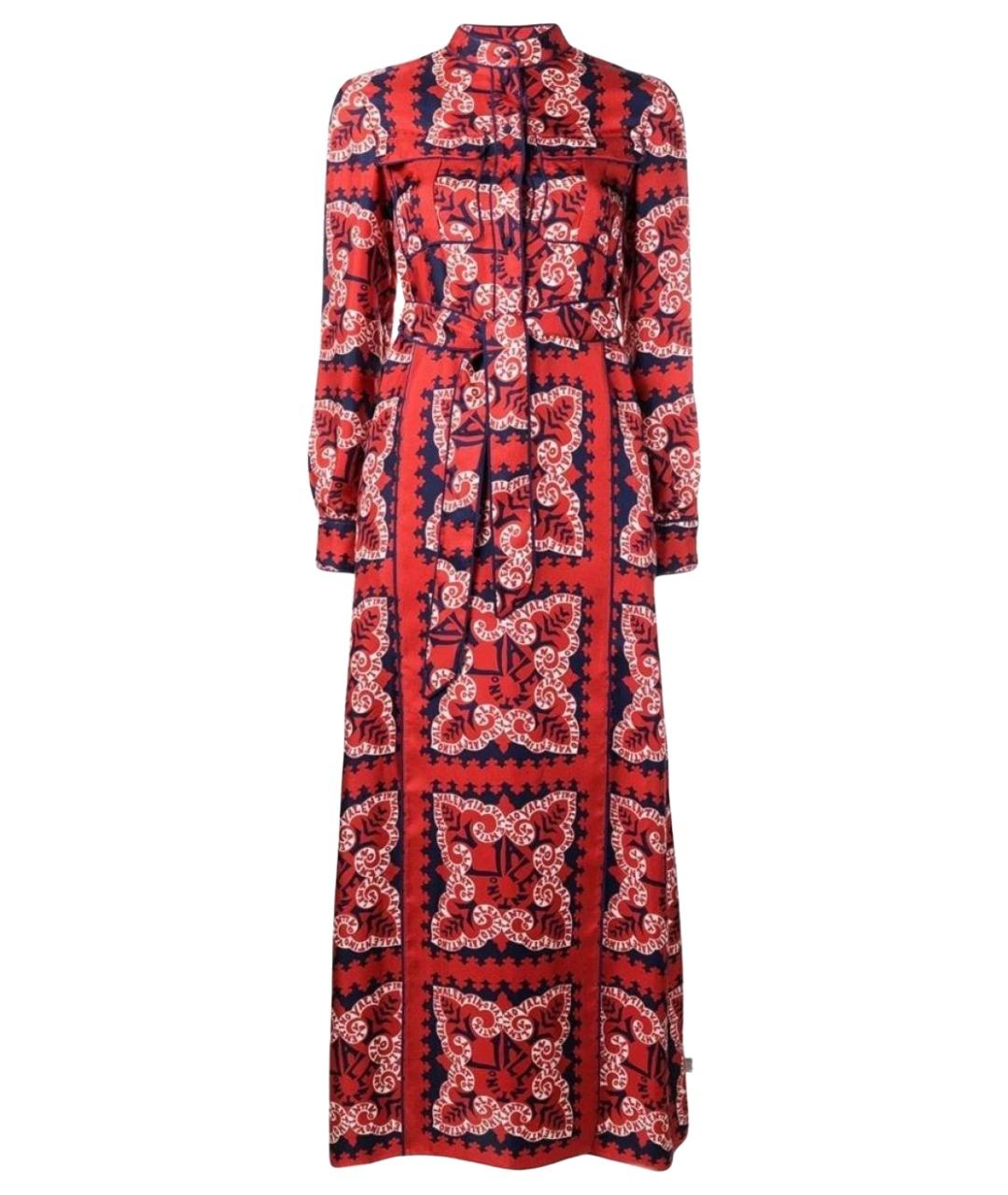VALENTINO Красное шелковое повседневное платье, фото 1