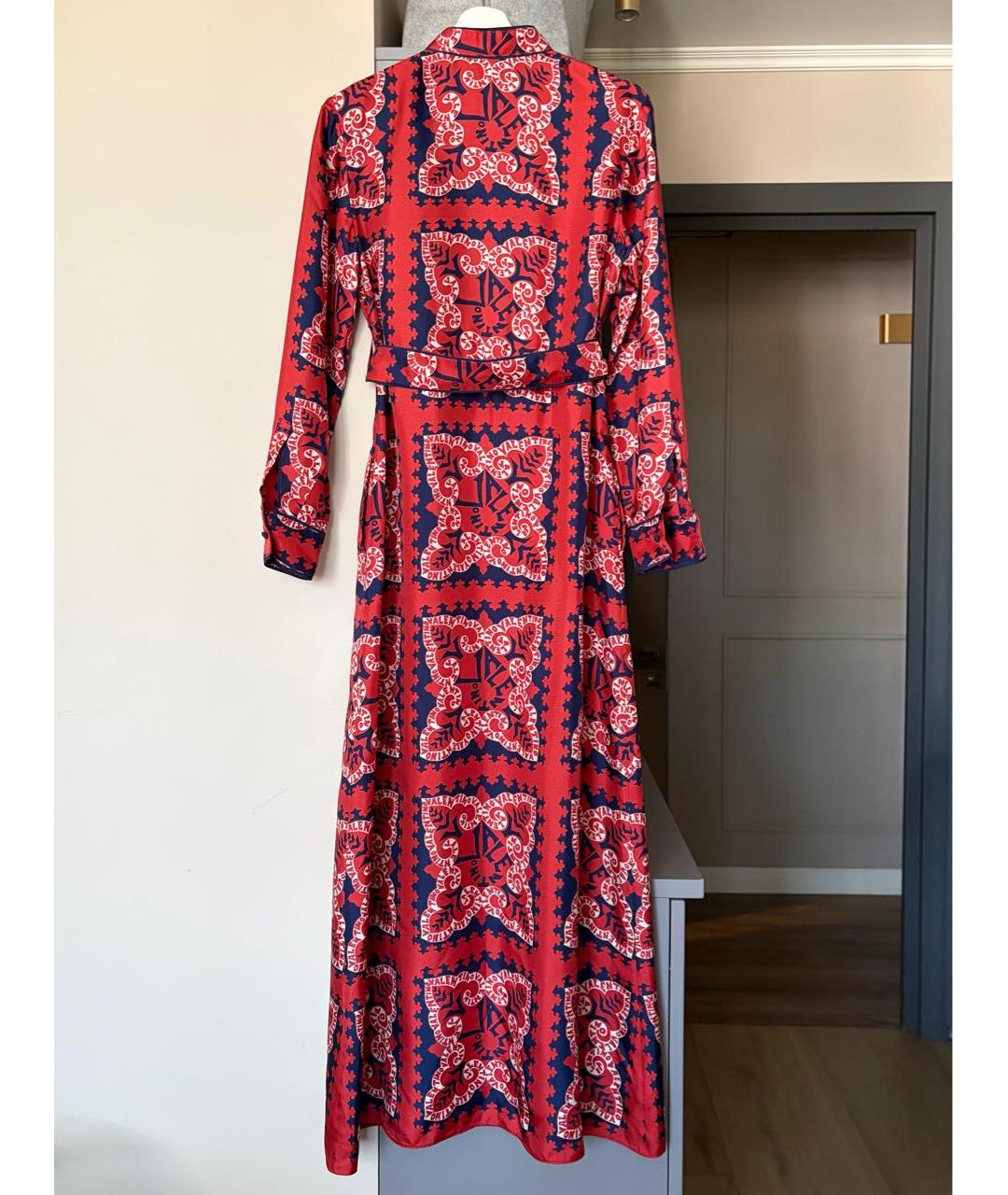 VALENTINO Красное шелковое повседневное платье, фото 3