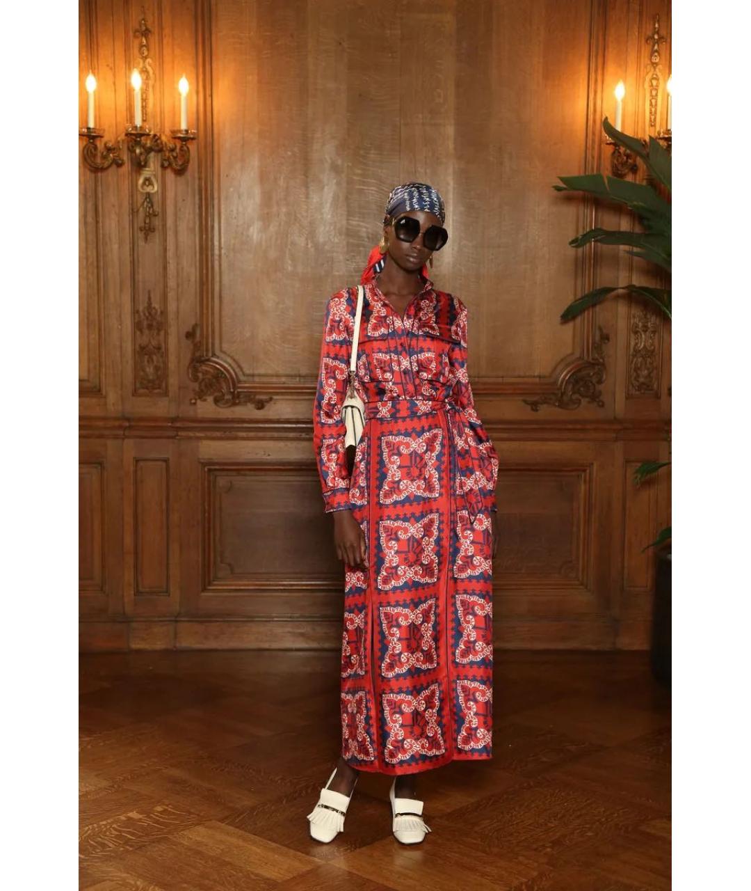 VALENTINO Красное шелковое повседневное платье, фото 7