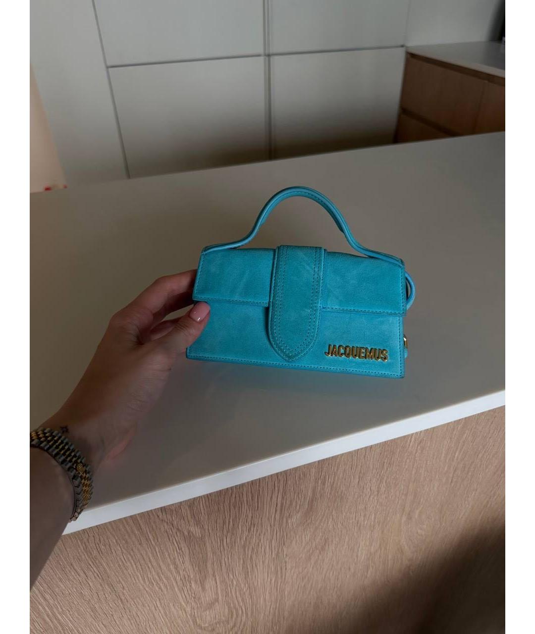 JACQUEMUS Бирюзовая замшевая сумка через плечо, фото 2