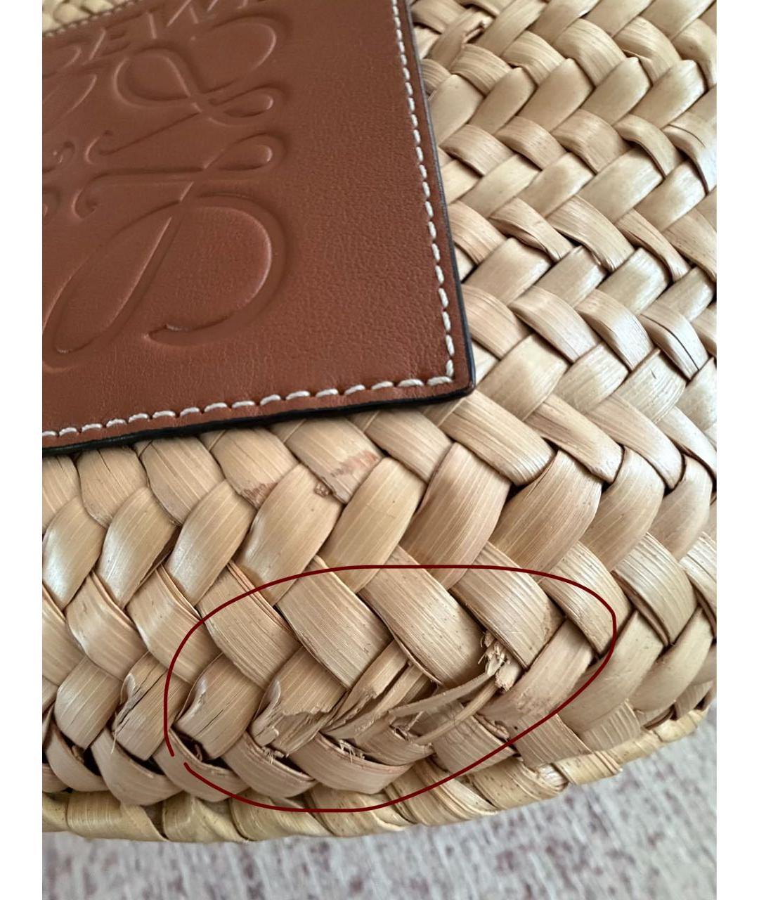 LOEWE Бежевая кожаная пляжная сумка, фото 6