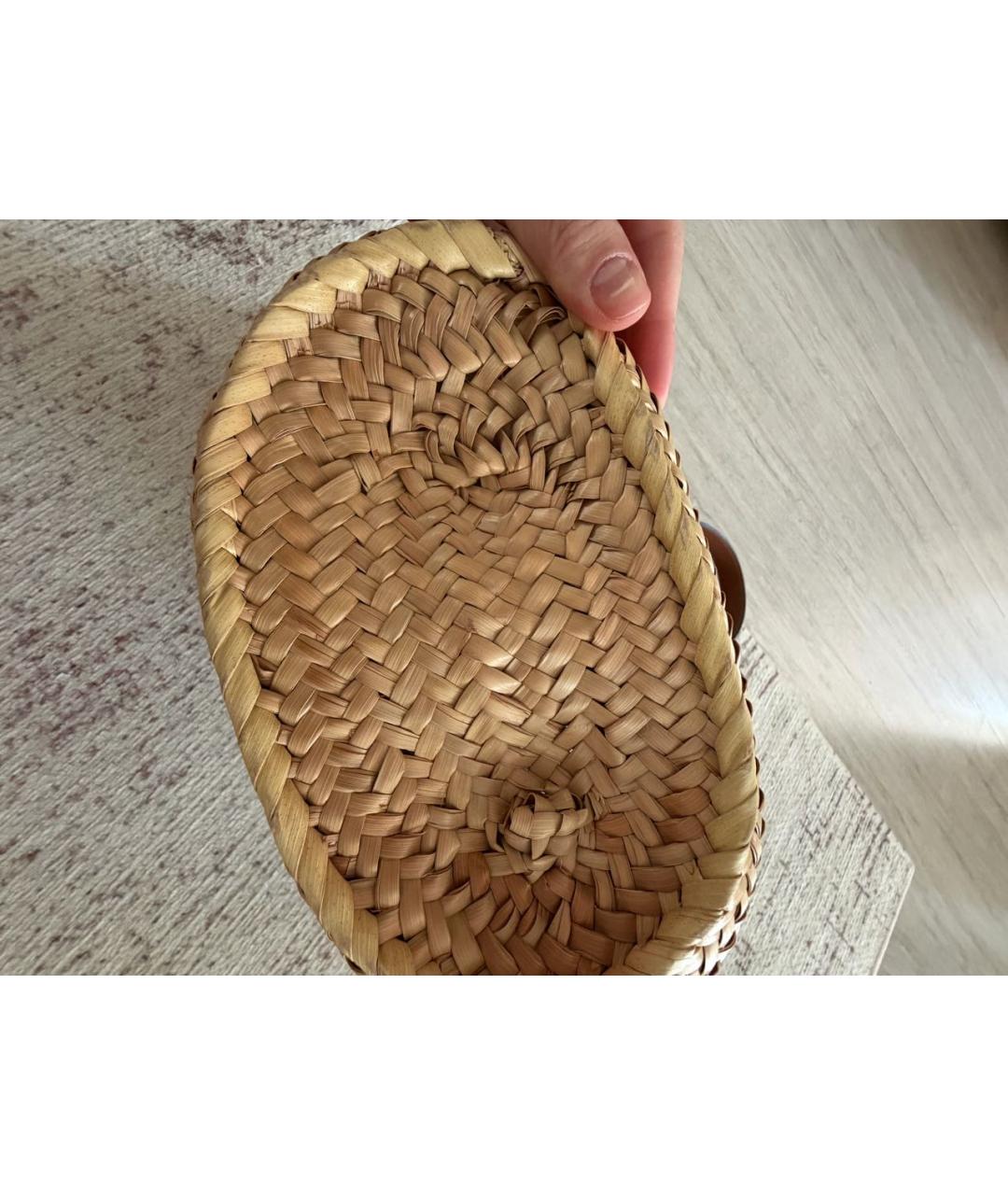 LOEWE Бежевая кожаная пляжная сумка, фото 3