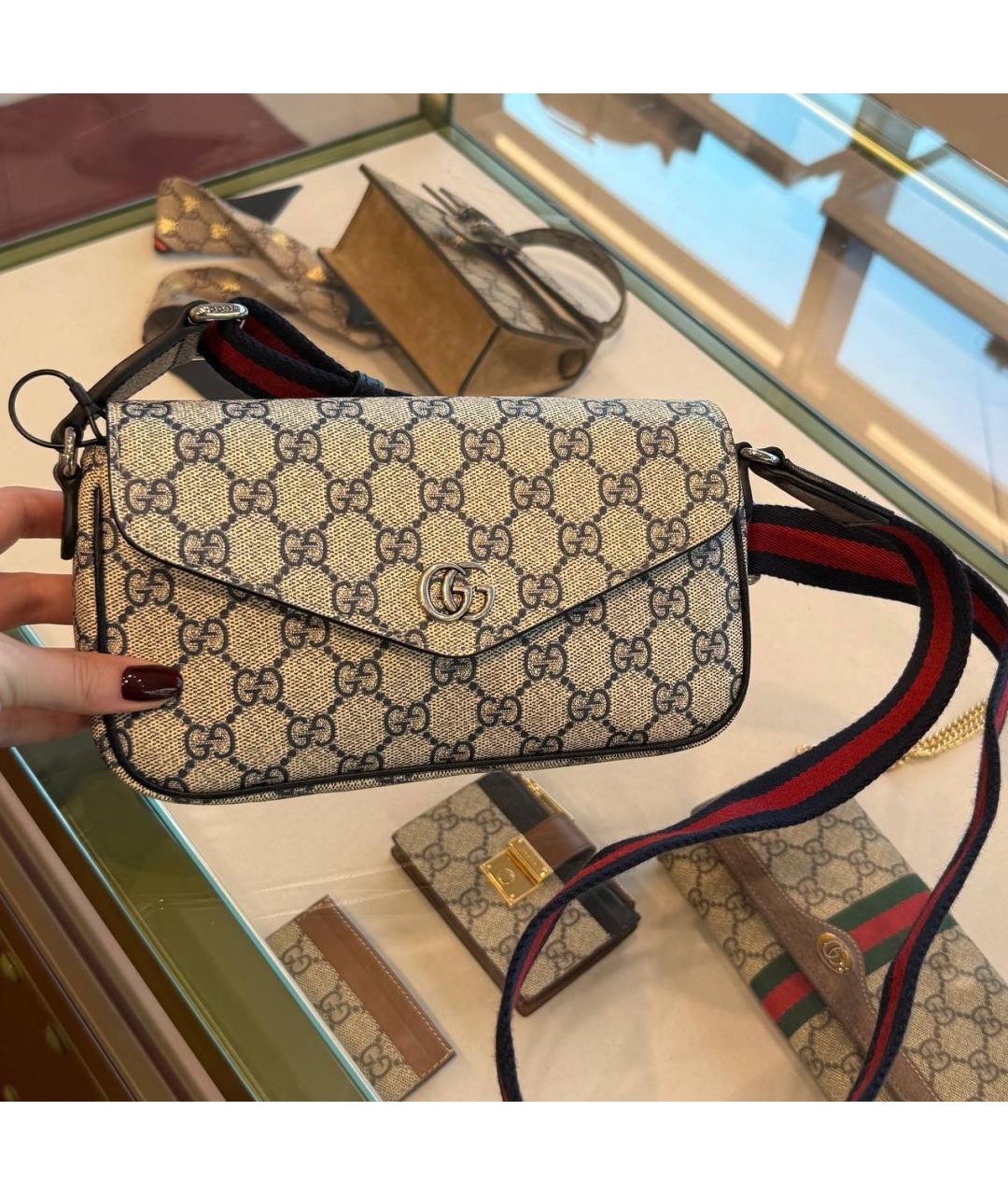 GUCCI Бежевая кожаная сумка через плечо, фото 2