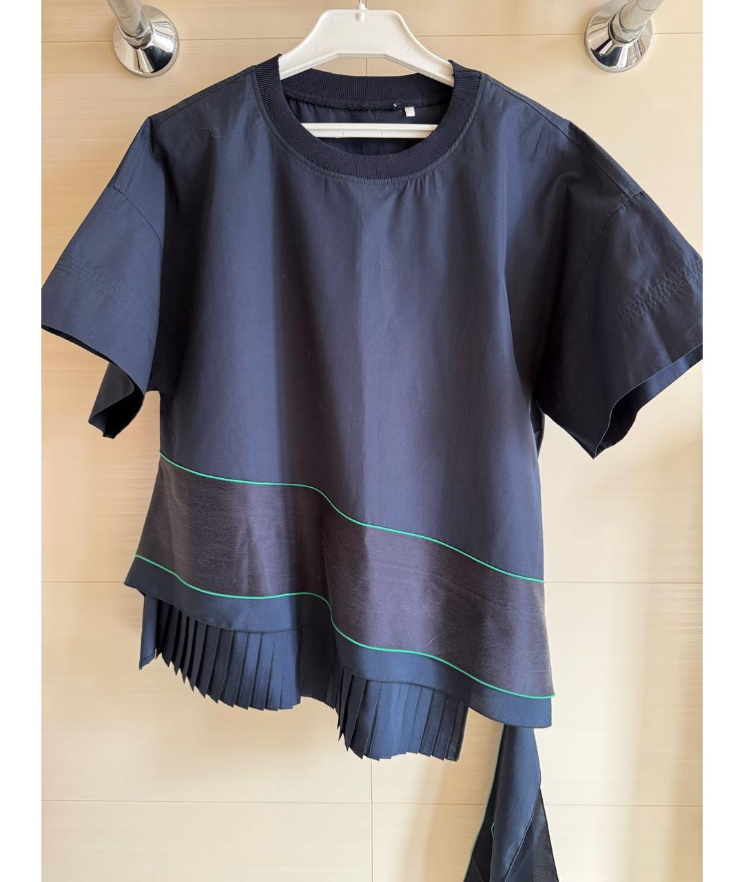 WEEKEND MAX MARA Темно-синяя хлопко-эластановая блузы, фото 7
