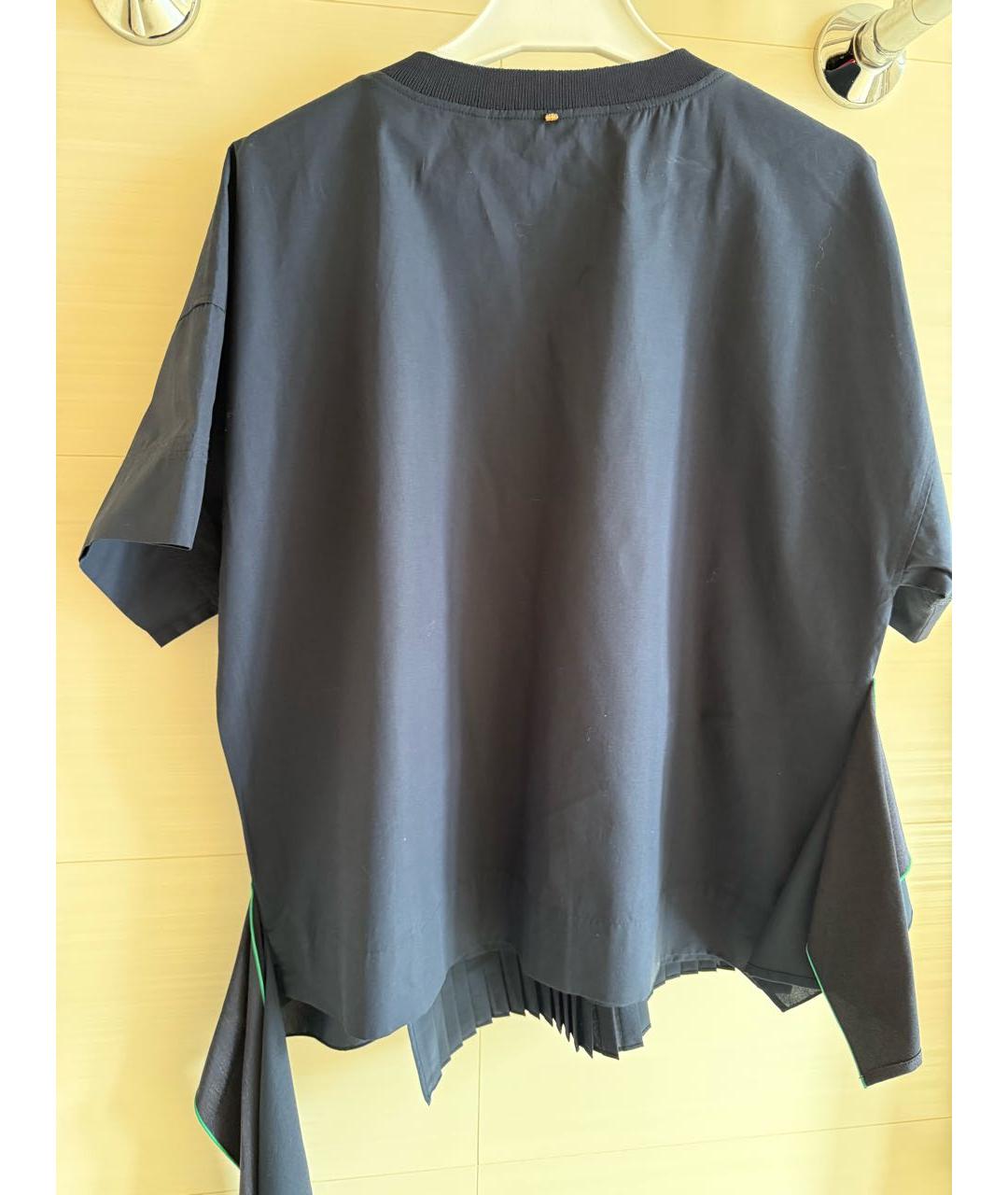 WEEKEND MAX MARA Темно-синяя хлопко-эластановая блузы, фото 5