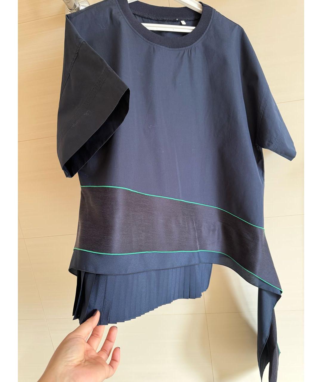 WEEKEND MAX MARA Темно-синяя хлопко-эластановая блузы, фото 3