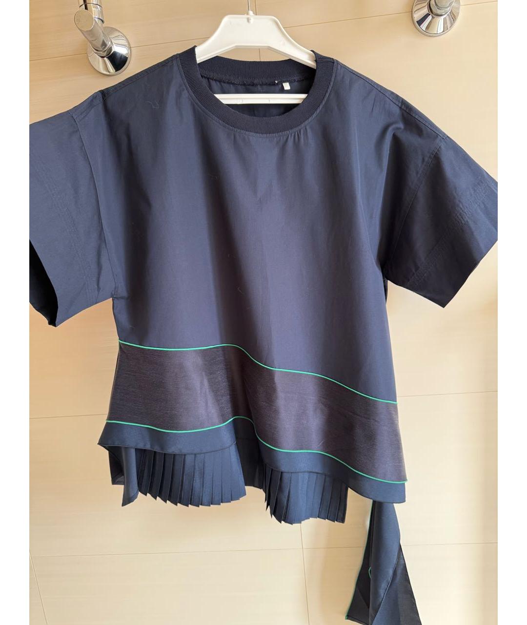 WEEKEND MAX MARA Темно-синяя хлопко-эластановая блузы, фото 2