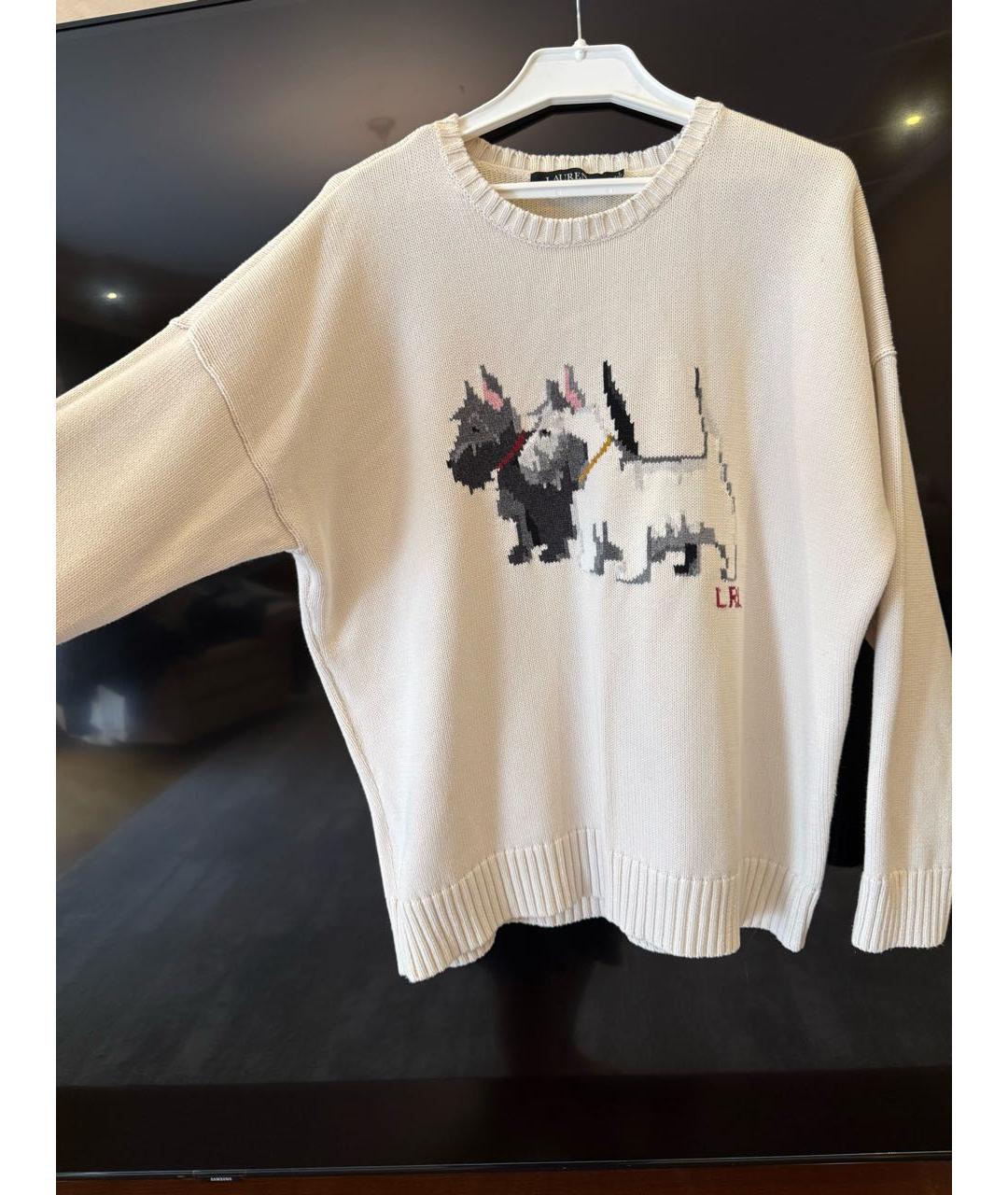 RALPH LAUREN Белый хлопковый джемпер / свитер, фото 3