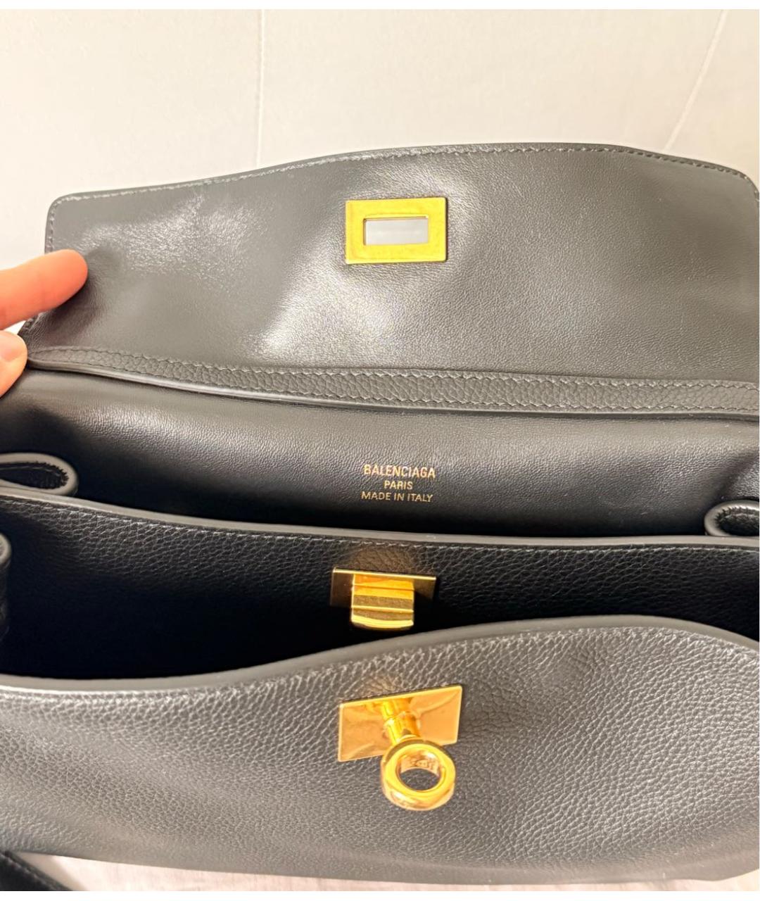 BALENCIAGA Черная кожаная сумка с короткими ручками, фото 6