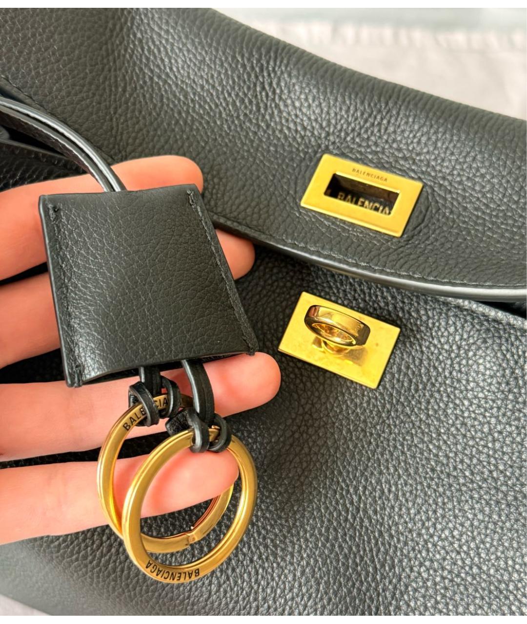 BALENCIAGA Черная кожаная сумка с короткими ручками, фото 7